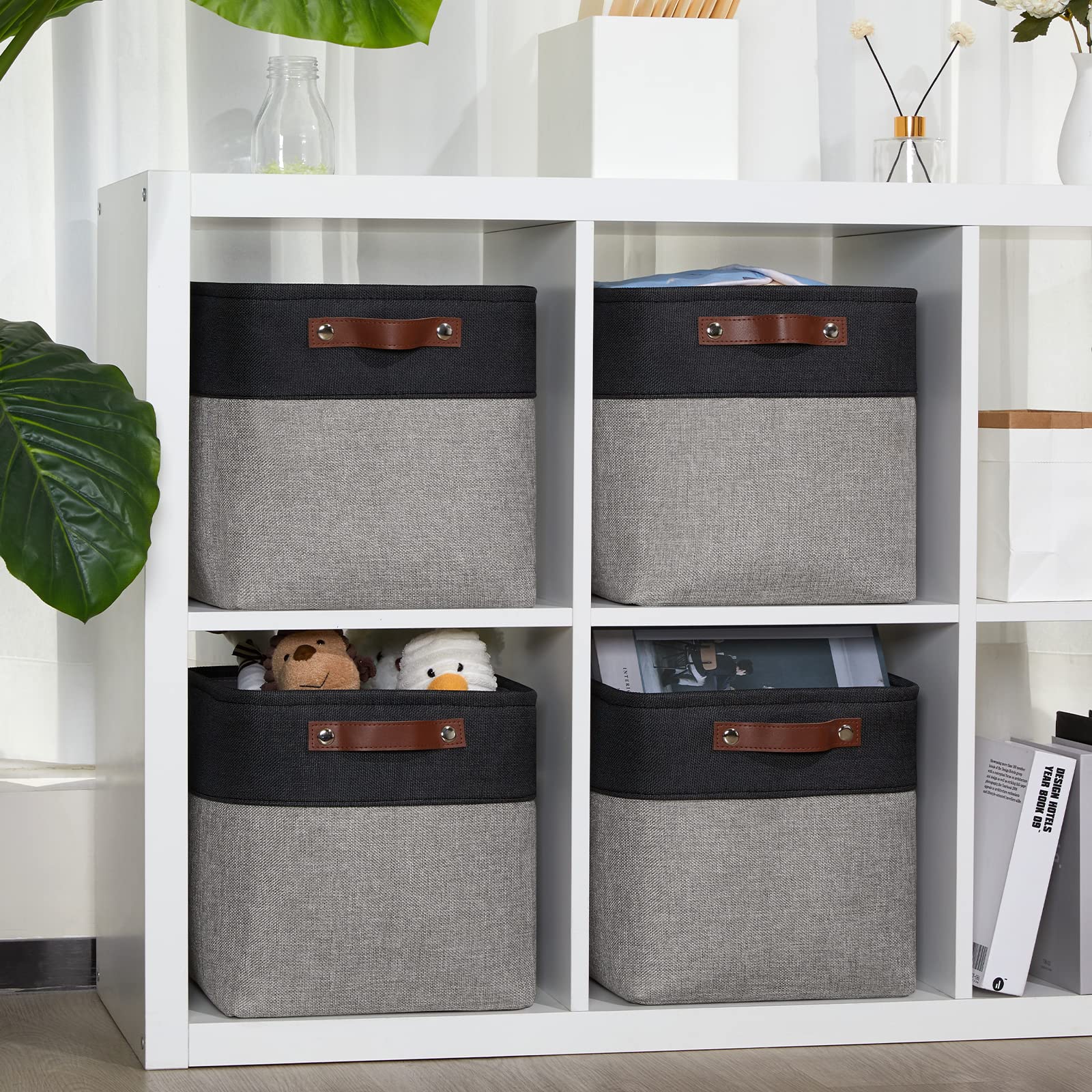 DULLEMELO 11x11 Cube Storage Bins for Cube organizer  Foldable Cube Storage Bins Baskets for Organizing Home Office Closet Shelves Toy Nursery Fabric Cube Baskets Bin for Home organization
