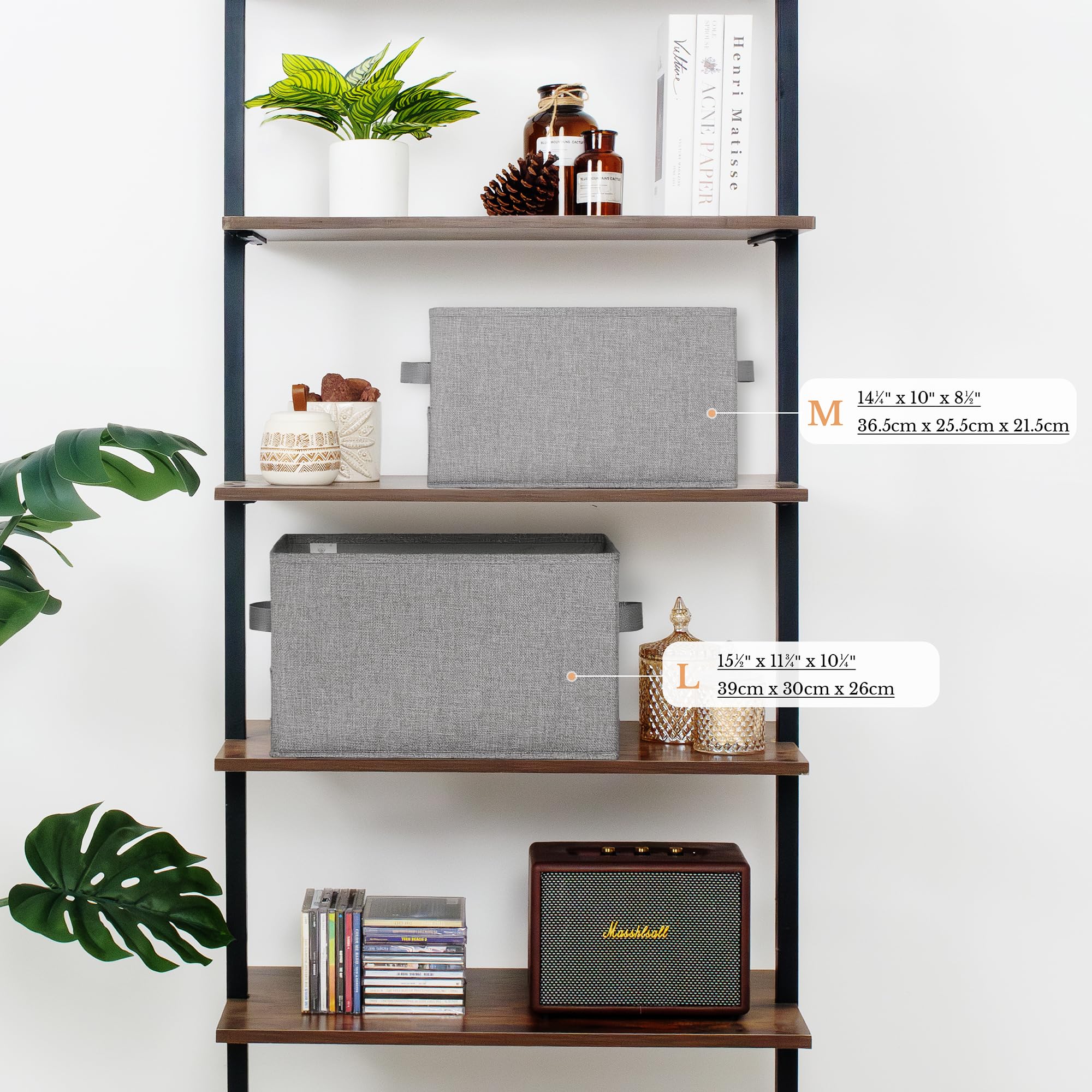 GRANNY SAYS Storage Bins for Shelves  Closet Bins with Label Holders  Fabric Storage Bin for Bedroom  Decorative Storage Containers for Organizing Living Room  Dark Gray  3-Pack