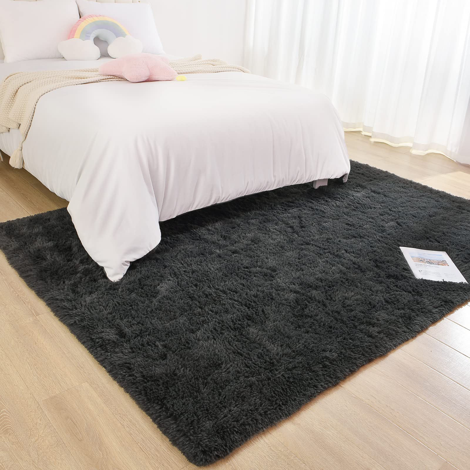 Chicrug Soft Area Rugs for Bedroom Living Room Plush Fluffy Rug 5x8 Feet, Shag Furry Area Rug Carpet Non Shedding for Nursery Ch