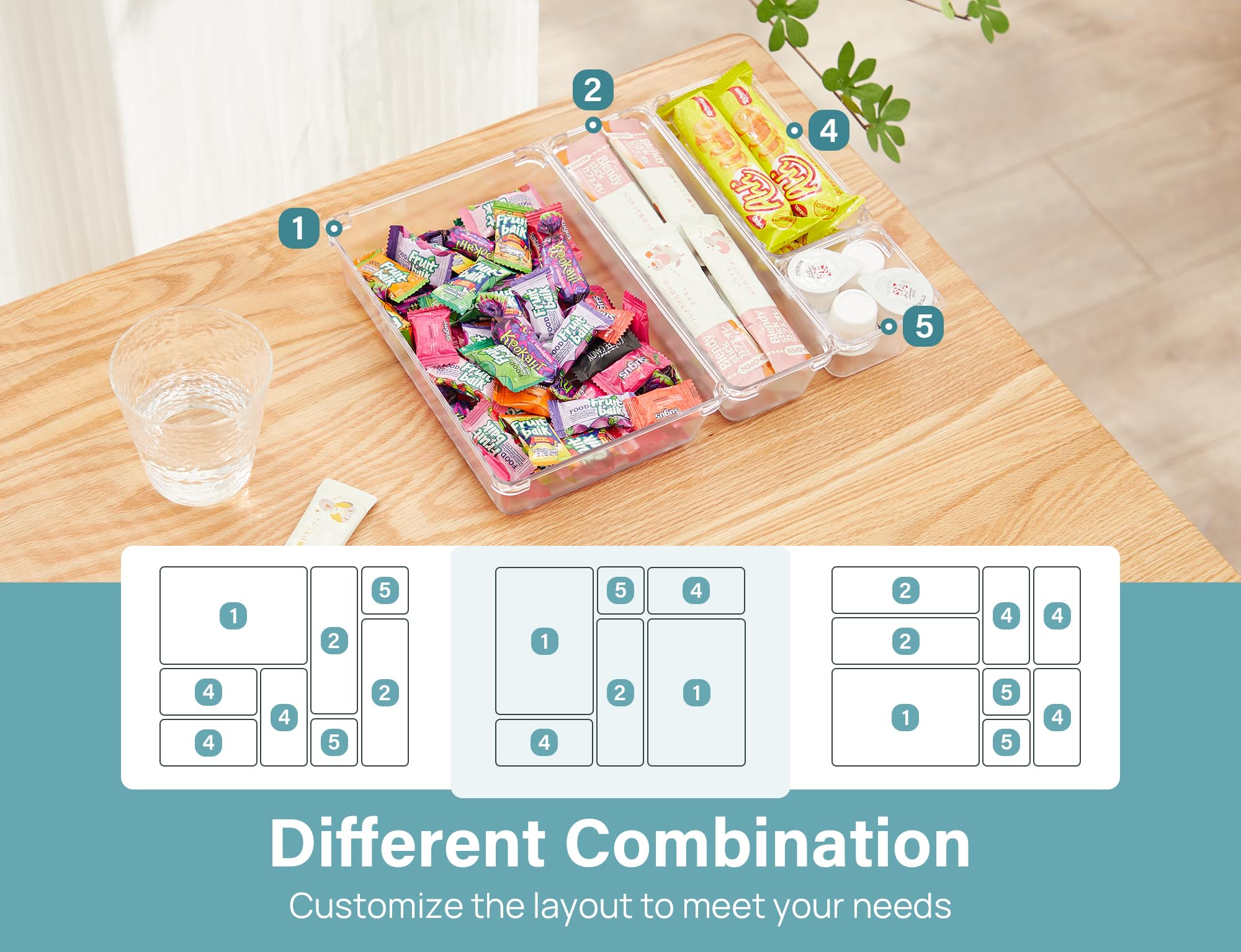 Kootek 28 Pcs Drawer Organizer Set, 4-Size Bathroom Drawer Organizers Makeup Trays Vanity Desk Dividers Versatile Storage Bins C