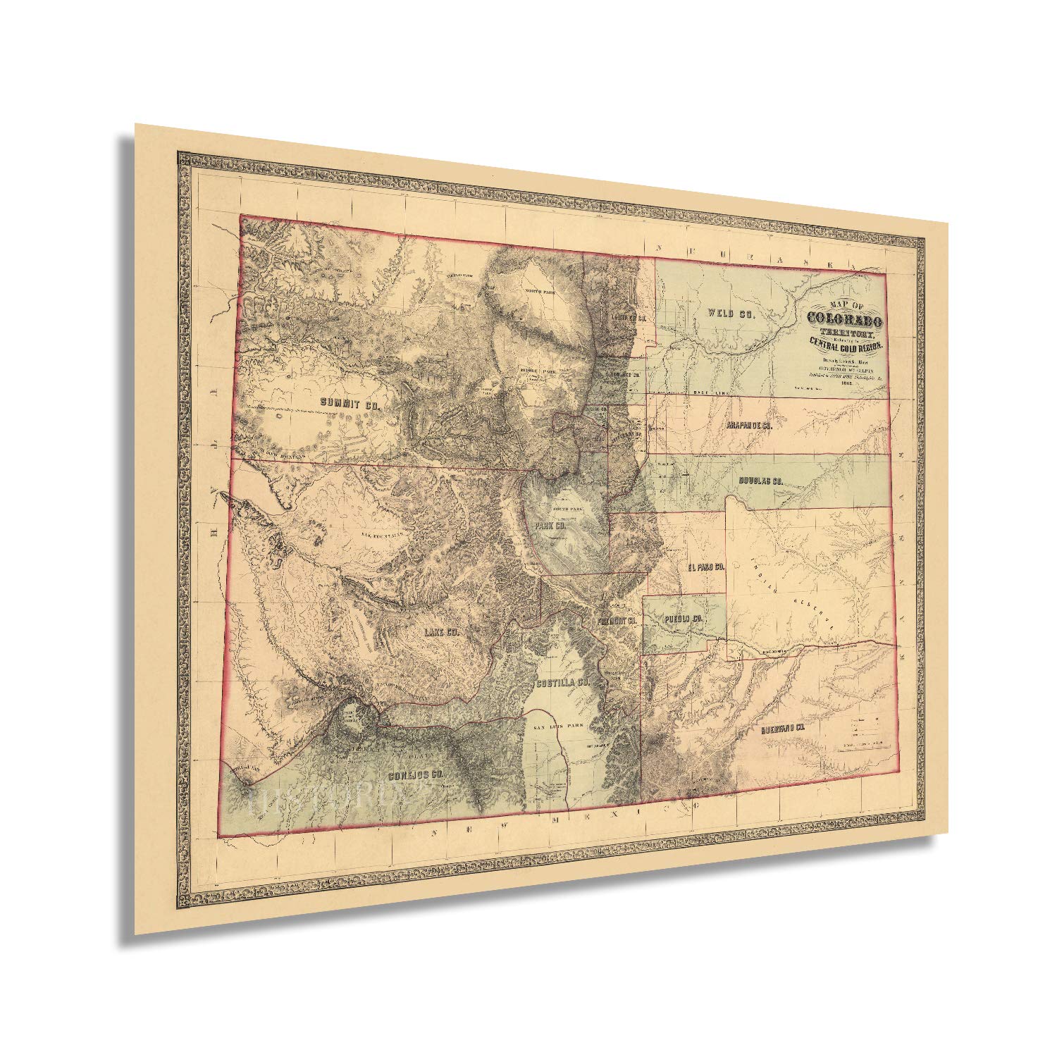 Historix Vintage 1862 Colorado Territory Map - 18X24 Inch Vintage Map Of Colorado Wall Art - Old Colorado Map Poster - Historic
