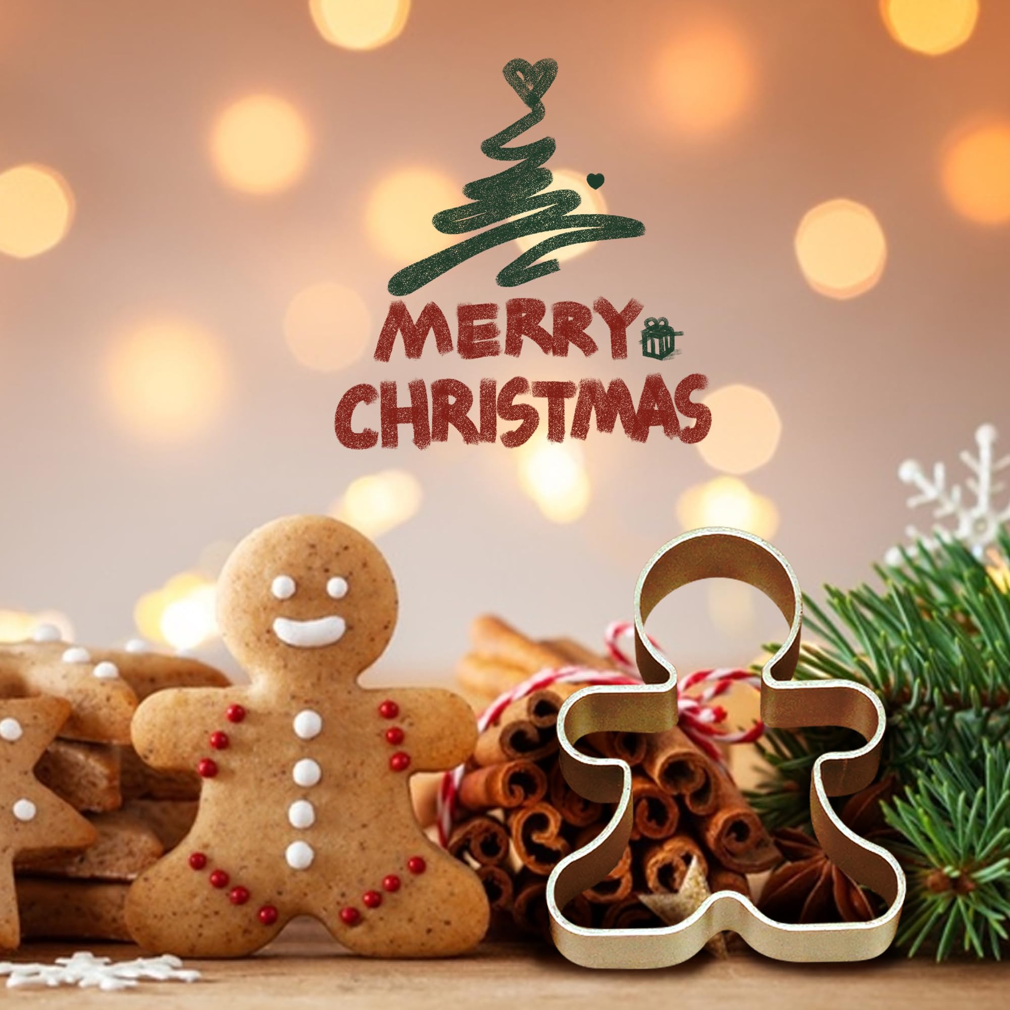 Bilipala 6 Pieces Metal Gingerbread Man Cookie Cutter Christmas Lebkuchen Cookie Molds