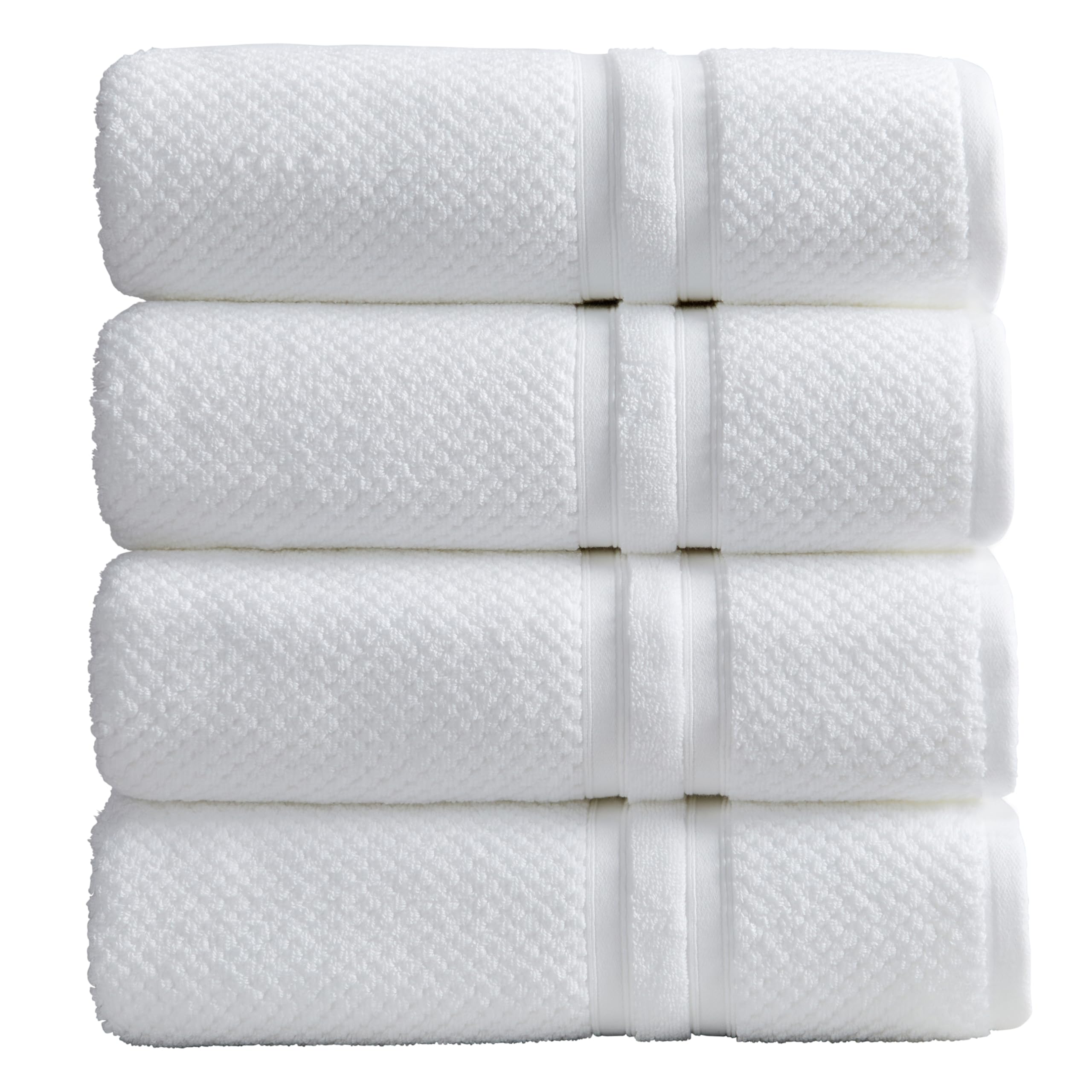Springtree Home White Bath Towels Set Of 4 | Popcorn Textured | 100% Combed Cotton | Absorbent Quick-Dry Towels For Bathroom | O