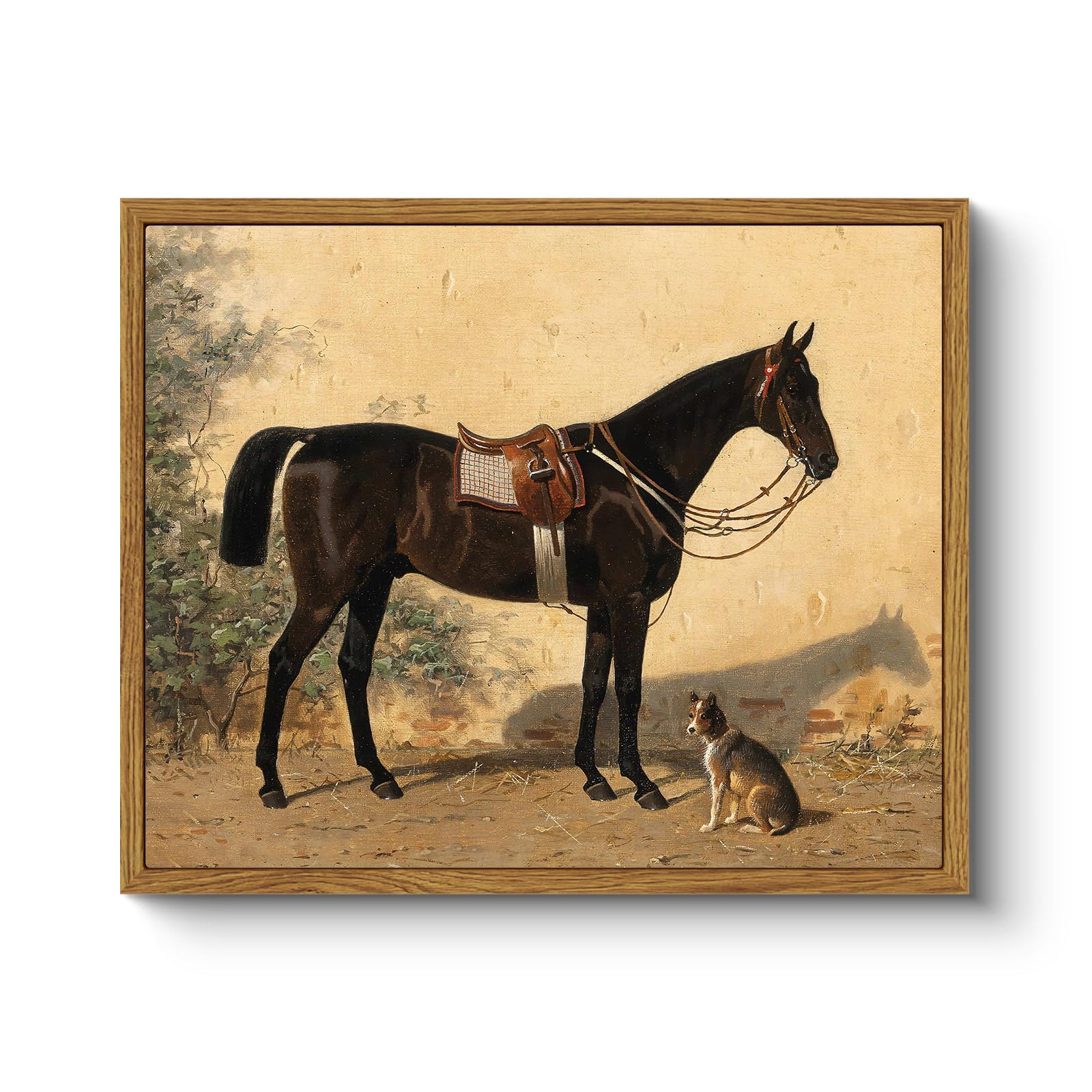 Arpeotcy Framed Canvas Horse Wall Art, Vintage Classic Horse Art Prints For Home Decor, Rustic Farmhouse Country Wall Decor For