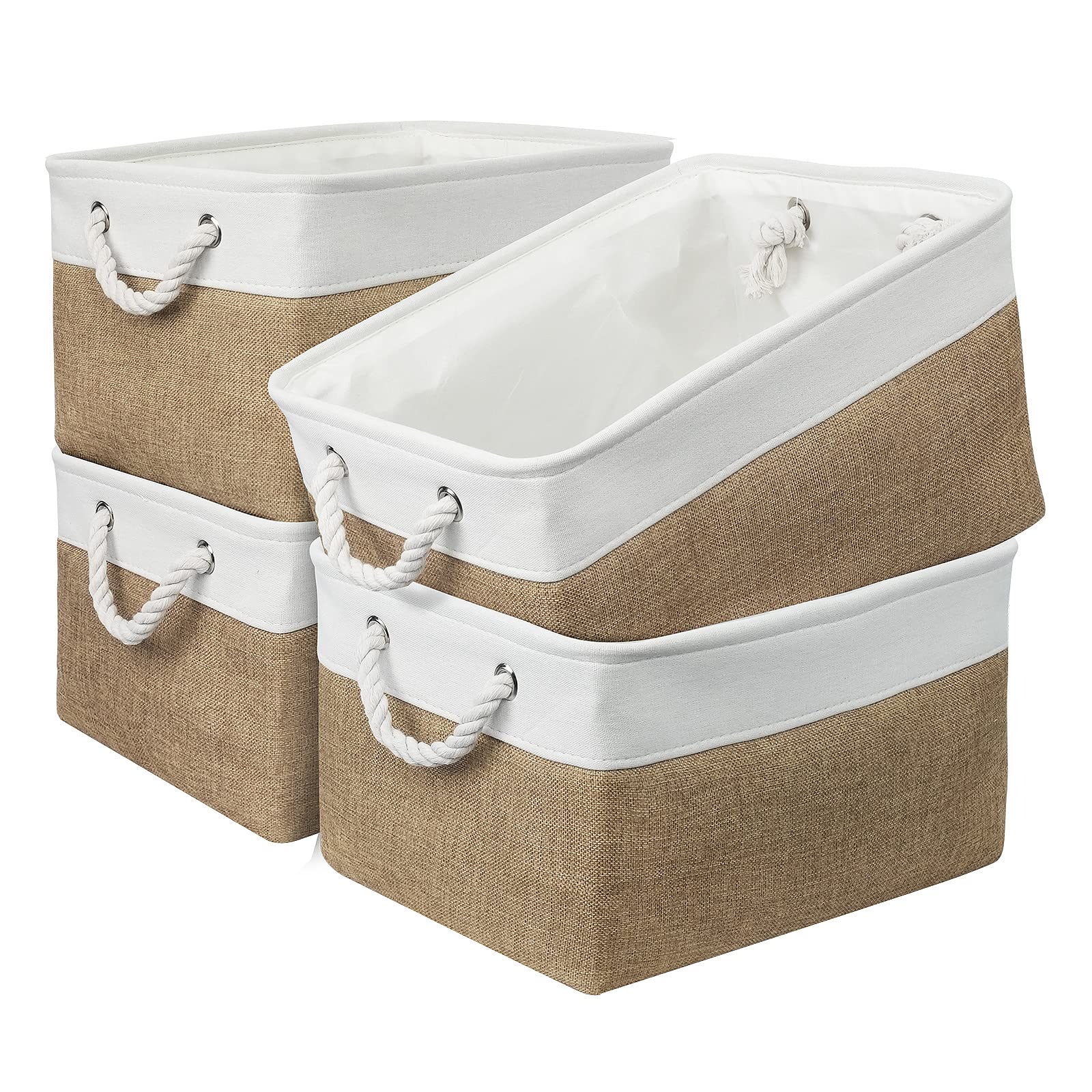 Sacyic Storage Basket Fabric Sturdy Canvas Storage Bins Organizer With Handles For Clothes And Toy Storage Foldable Storage Boxe