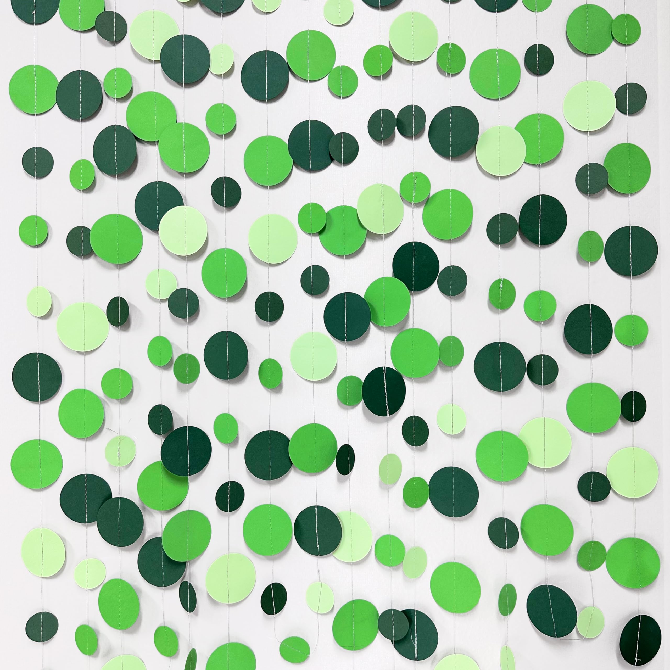 Green Party Decorations Ombre Green Circle Dots Garland Hanging Paper Polka Dot Streamer For Birthday Baby Shower Wedding Bridal