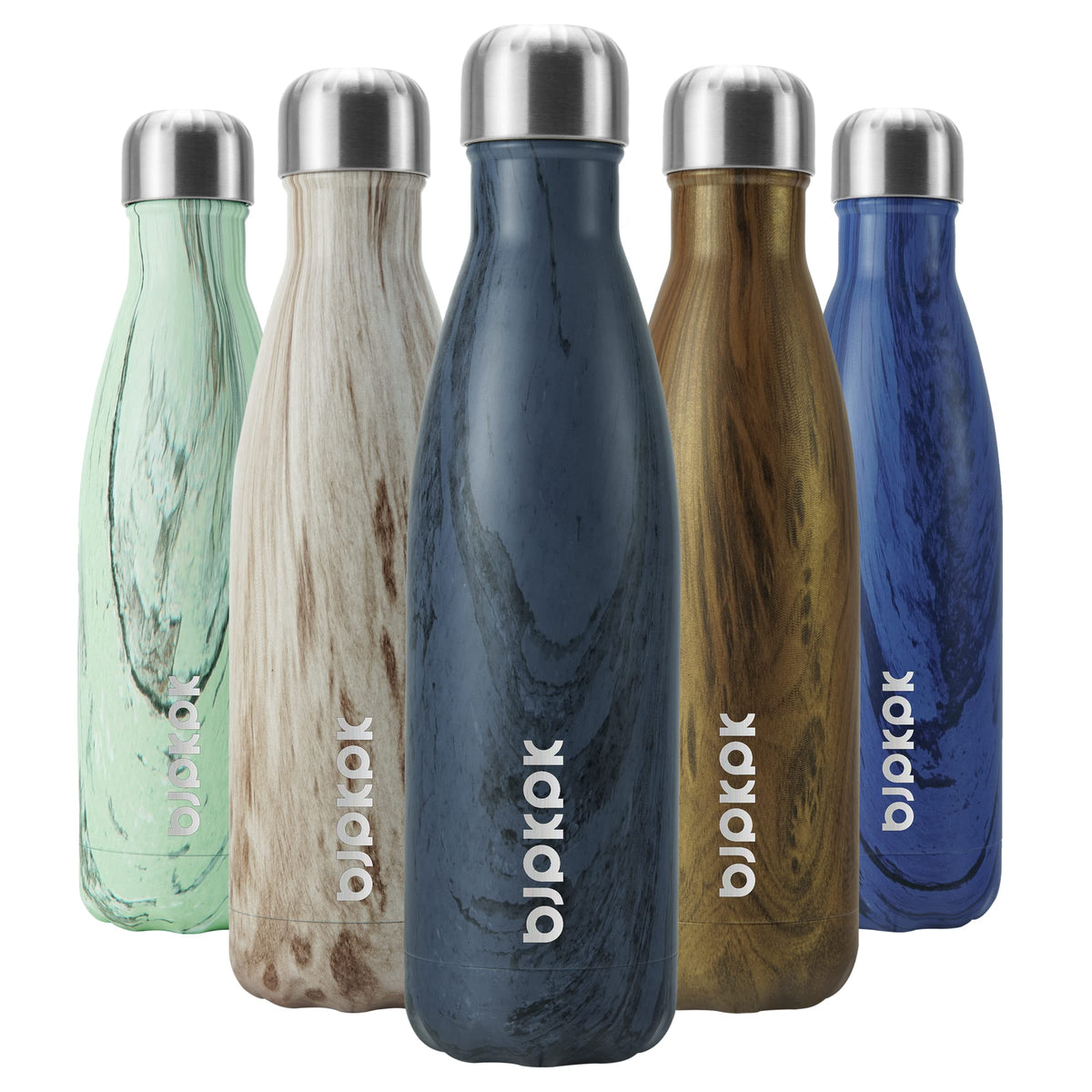 Bjpkpk Insulated Water Bottle 17 Oz Stainless Steel Water Bottles Cola Shape Kids Water Bottles For School -Wood Graphics-Prussi