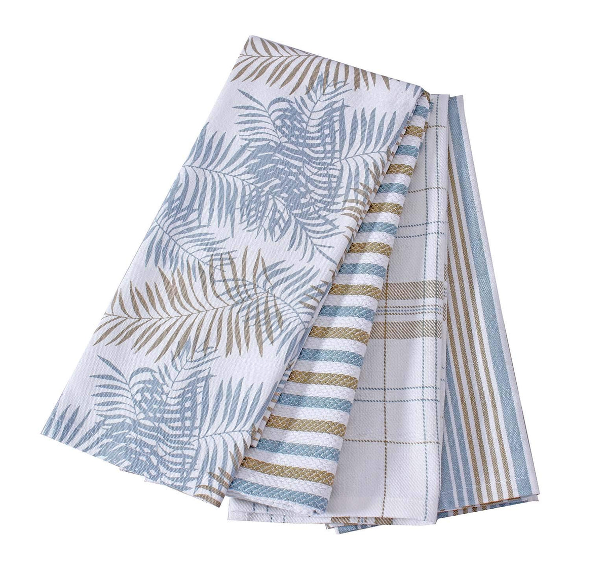 Accenthome Cotton Kitchen Towels Set Of 4 - Absorbent Dish Towels Set | Tea Towels | Bar Towels | Marino Leaf Print Kitchen Dish