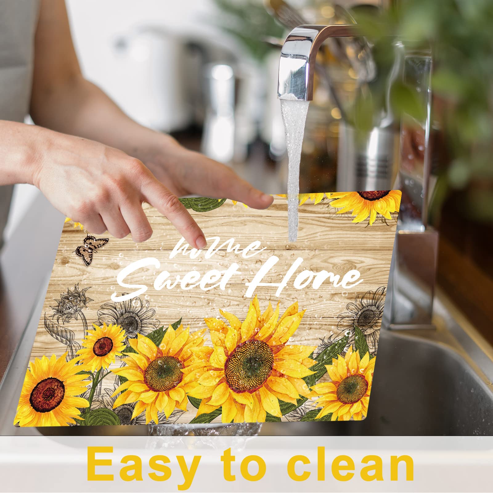 Sunflower Placemats Set Of 6 Sunshine Plastic Table Mats Vintage Sunflower Theme Place Mats Summer Holiday Washable Table Placem