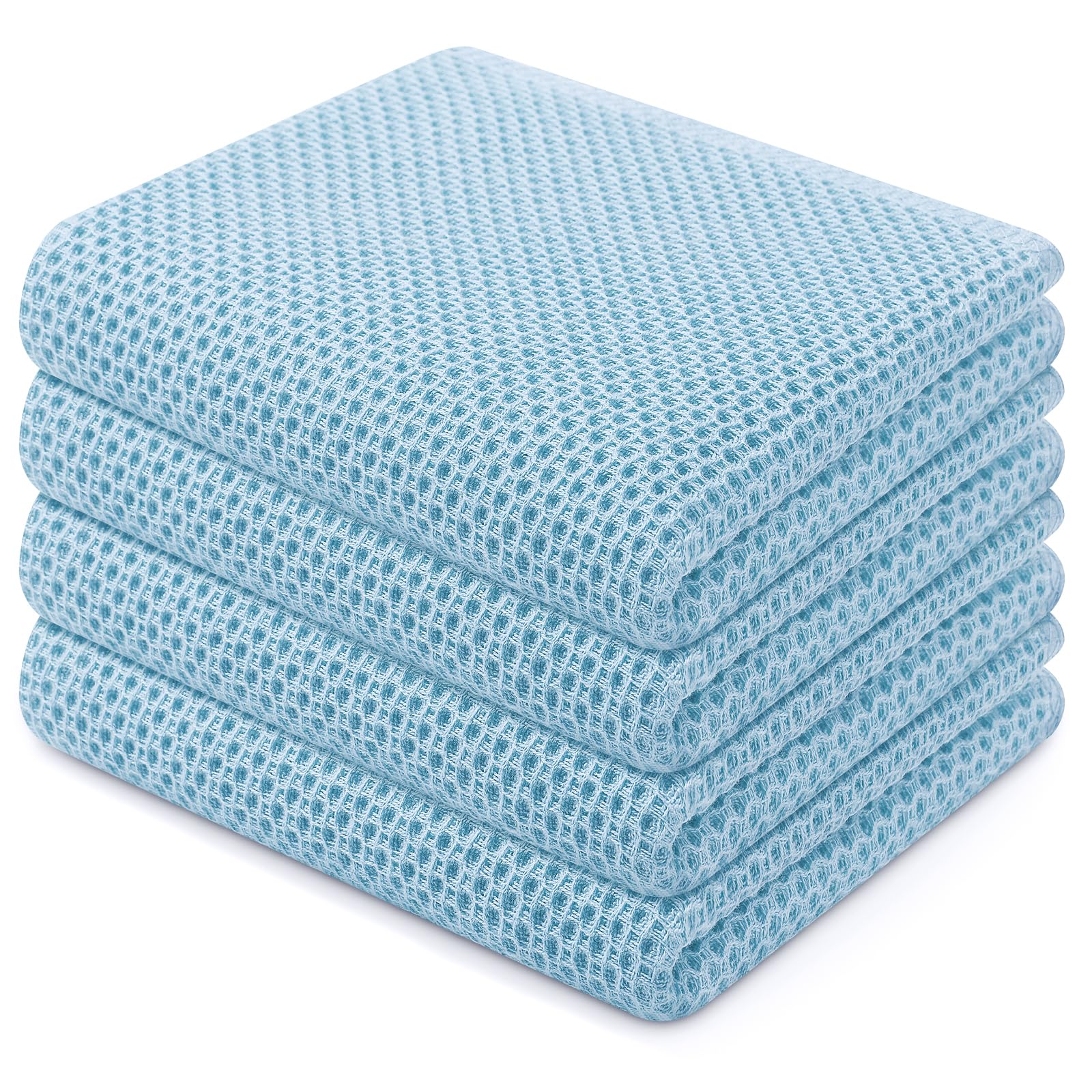 Homaxy 100% Cotton Waffle Weave Kitchen Dish Towels, Ultra Soft Absorbent Quick Drying Cleaning Towel, 13 x 28 Inches, 4-Pack, S