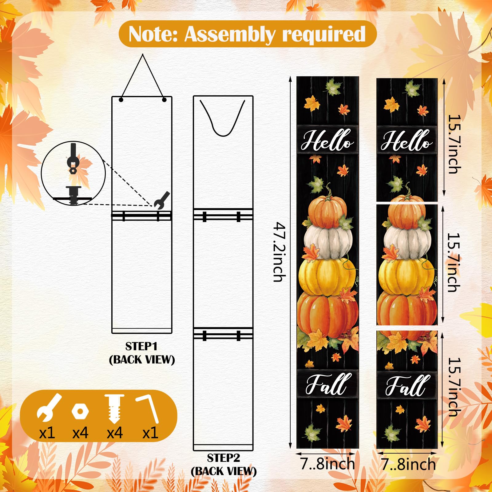 Threehoney Thanksgiving Welcome Sign 47 Large Fall Front Porch Decor Pumpkin Wooden Porch Sign Rustic Farmhouse Standing Hanging