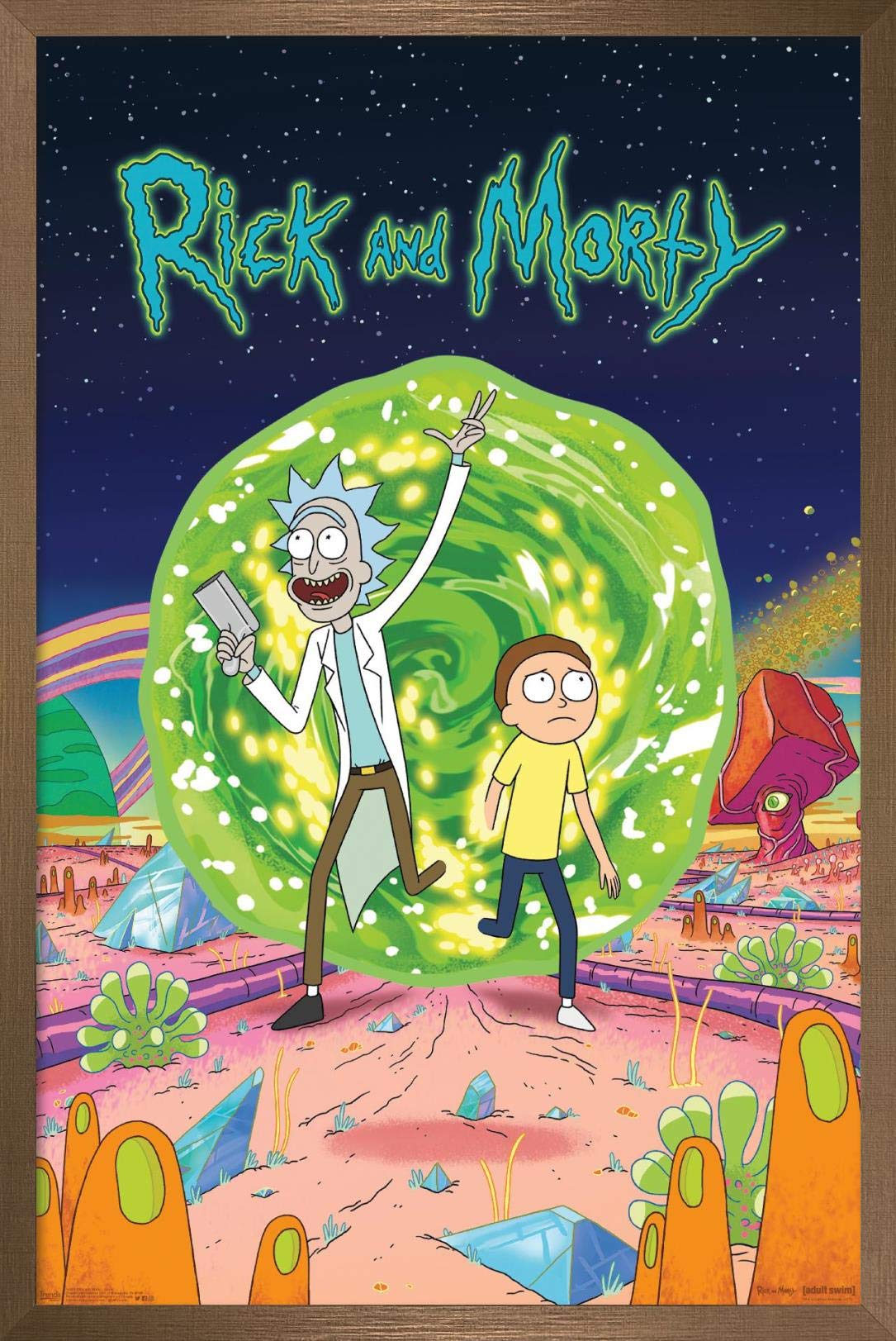 Trends International Rick And Morty - Cover Wall Poster, 14.725'' X 22.375'', Bronze Framed Version