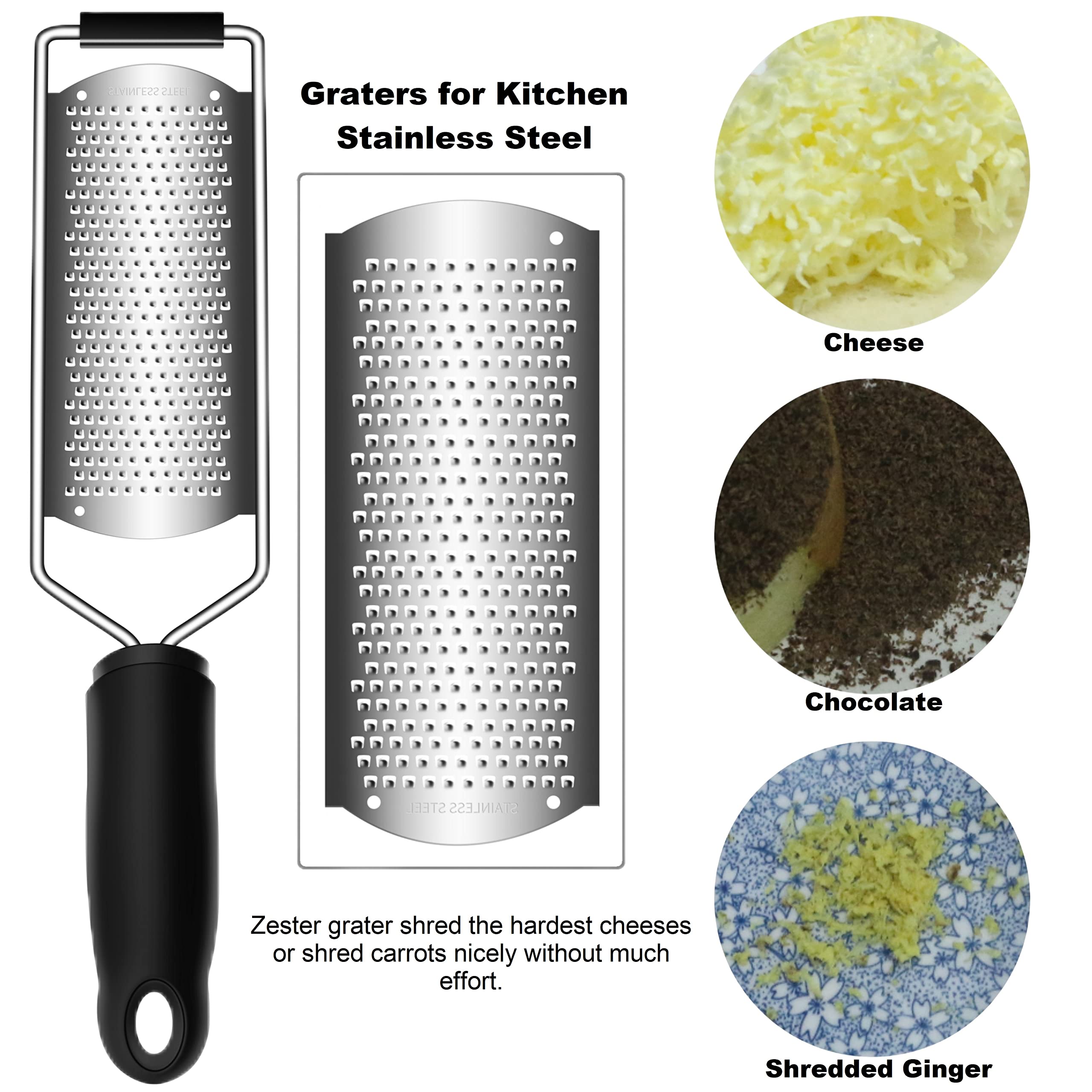 Cheese Zester Grater Handheld With Handle-Lemon Citrus Zester Tool Graters For Kitchen Stainless Steel Salad Spinner Cake Decora