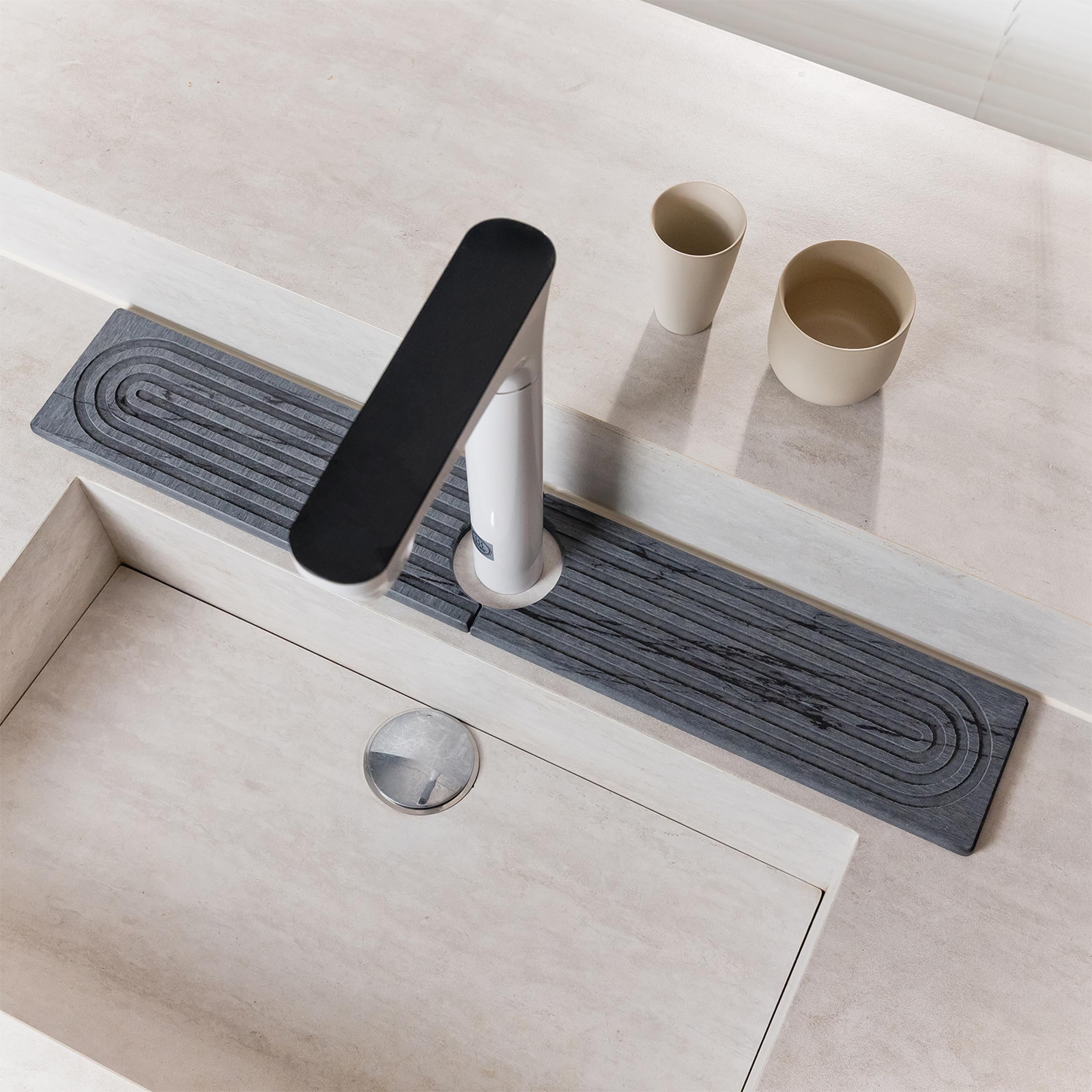 Nookawoo Stone Faucet Mat for Kitchen Sink, Quick Drying Mats, Water Absorbing Guard & Sink Protectors, Diatomite Bathroom Count