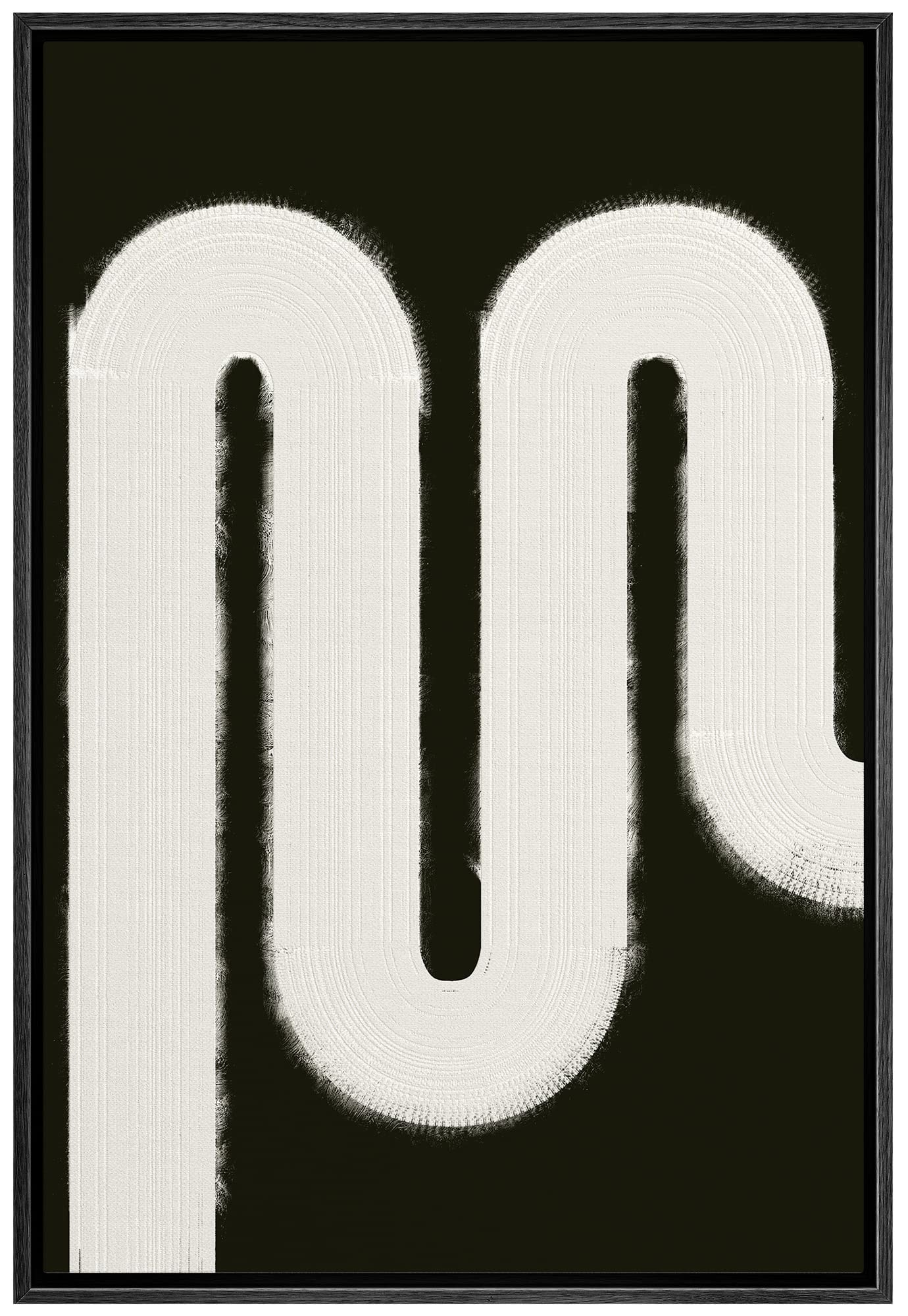 Signwin Framed Canvas Print Wall Art Grayscale Geometric Loop Pattern Abstract Shapes Illustrations Modern Art Minimal Relax/Cal