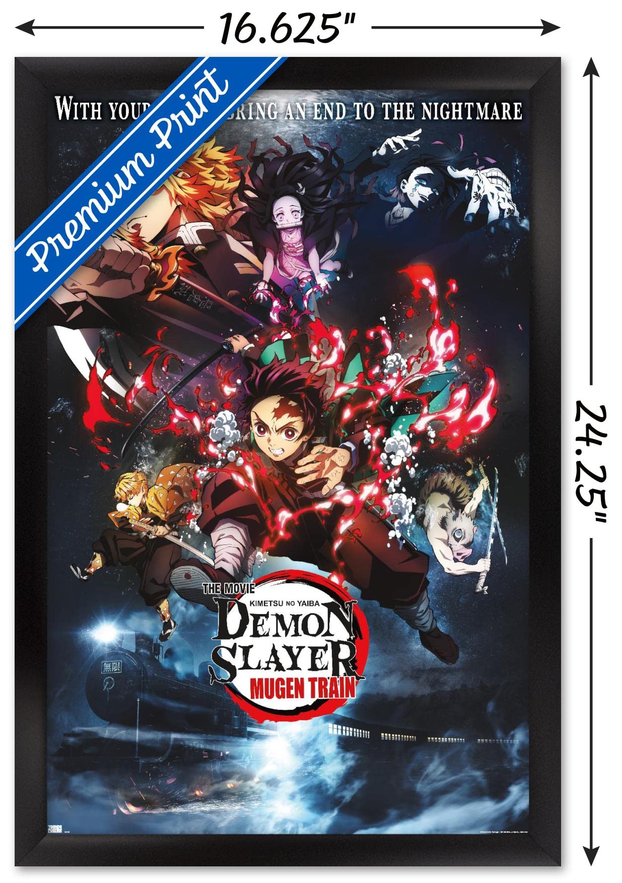 Trends International Demon Slayer: Mugen Train - Collage One Sheet Wall Poster, 14.725'' X 22.375'', Black Framed Version