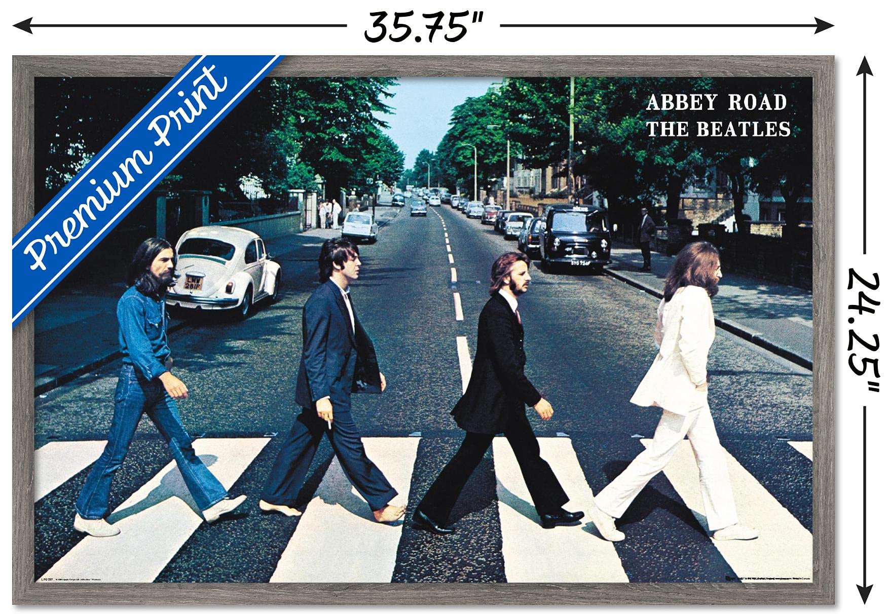 Trends International The Beatles - Abbey Road Wall Poster, 22.37'' X 34.00'', Barnwood Framed Version