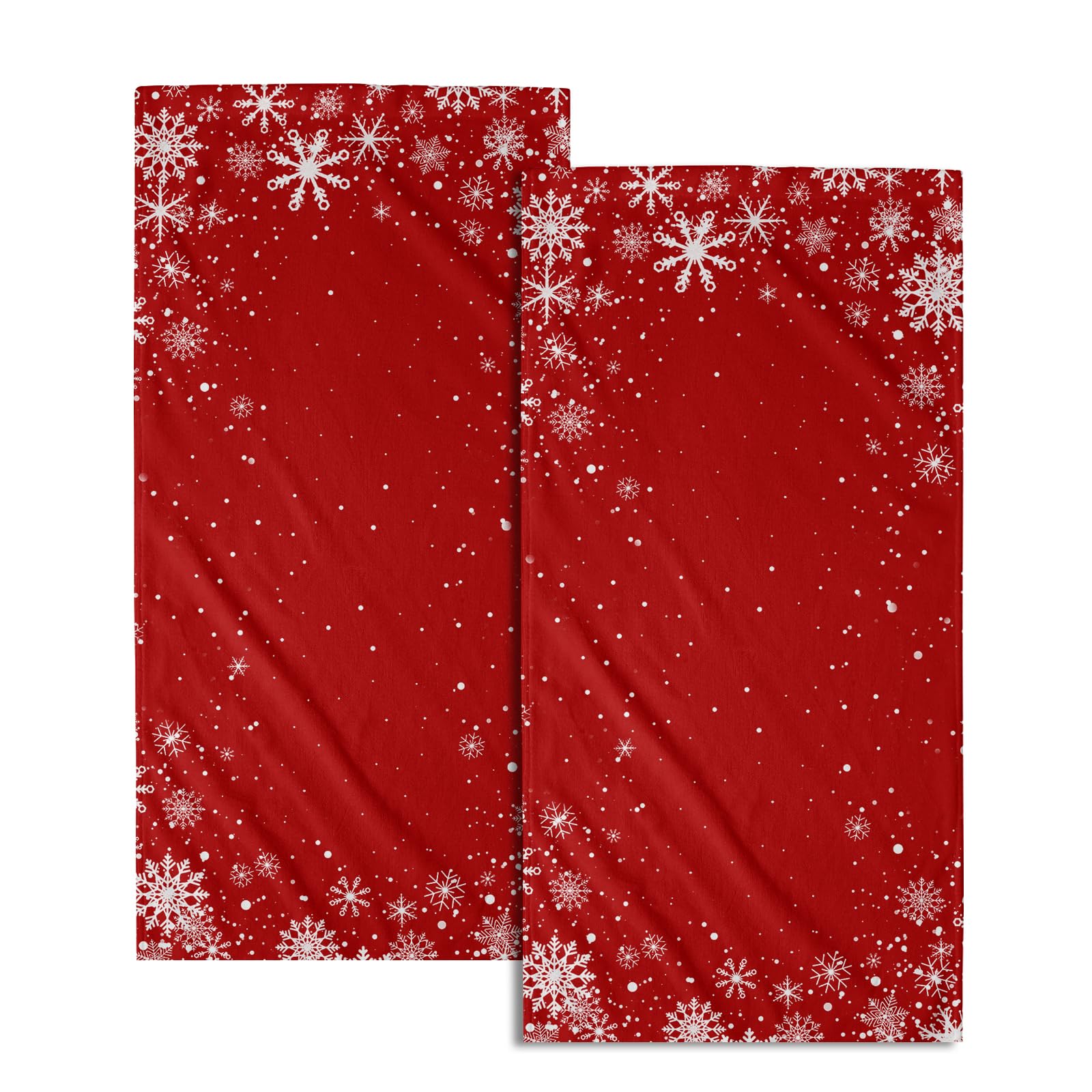 Christmas Snowflakes Hand Towels Set Of 2 Winter Red Christmas Bath Towels For Bathroom Soft Absorbent Xmas Towels Christmas Was