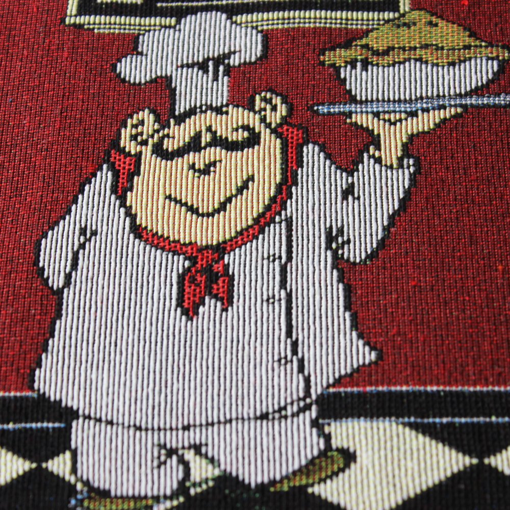 Kepswet Cotton Linen Chef 1 Table Runner And 4 Placemats Value Pack For Dining Table Kitchen Accessories Table Mats Set (Red)