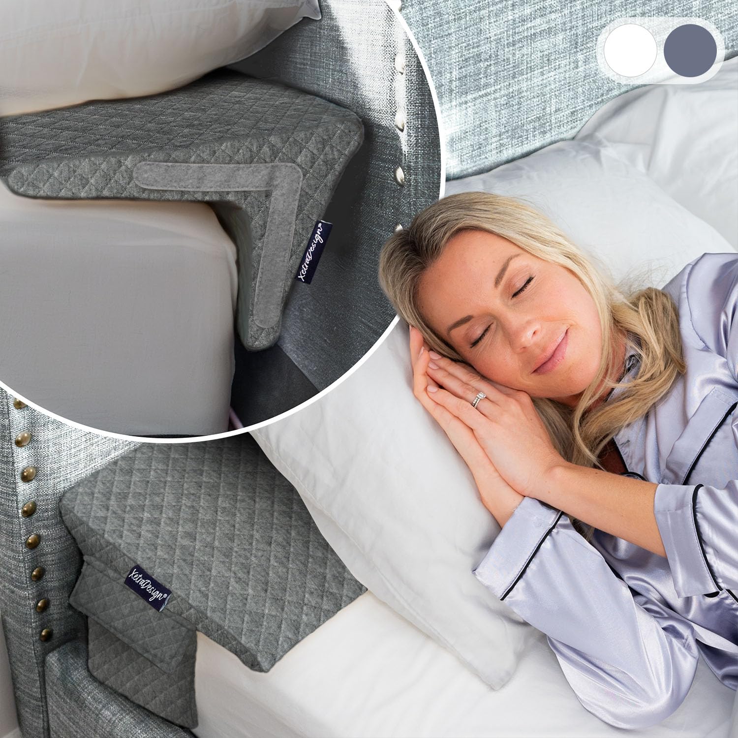 Xetradesign Half Wedge Pillow Set- 2 Pack - Grey - Queen
