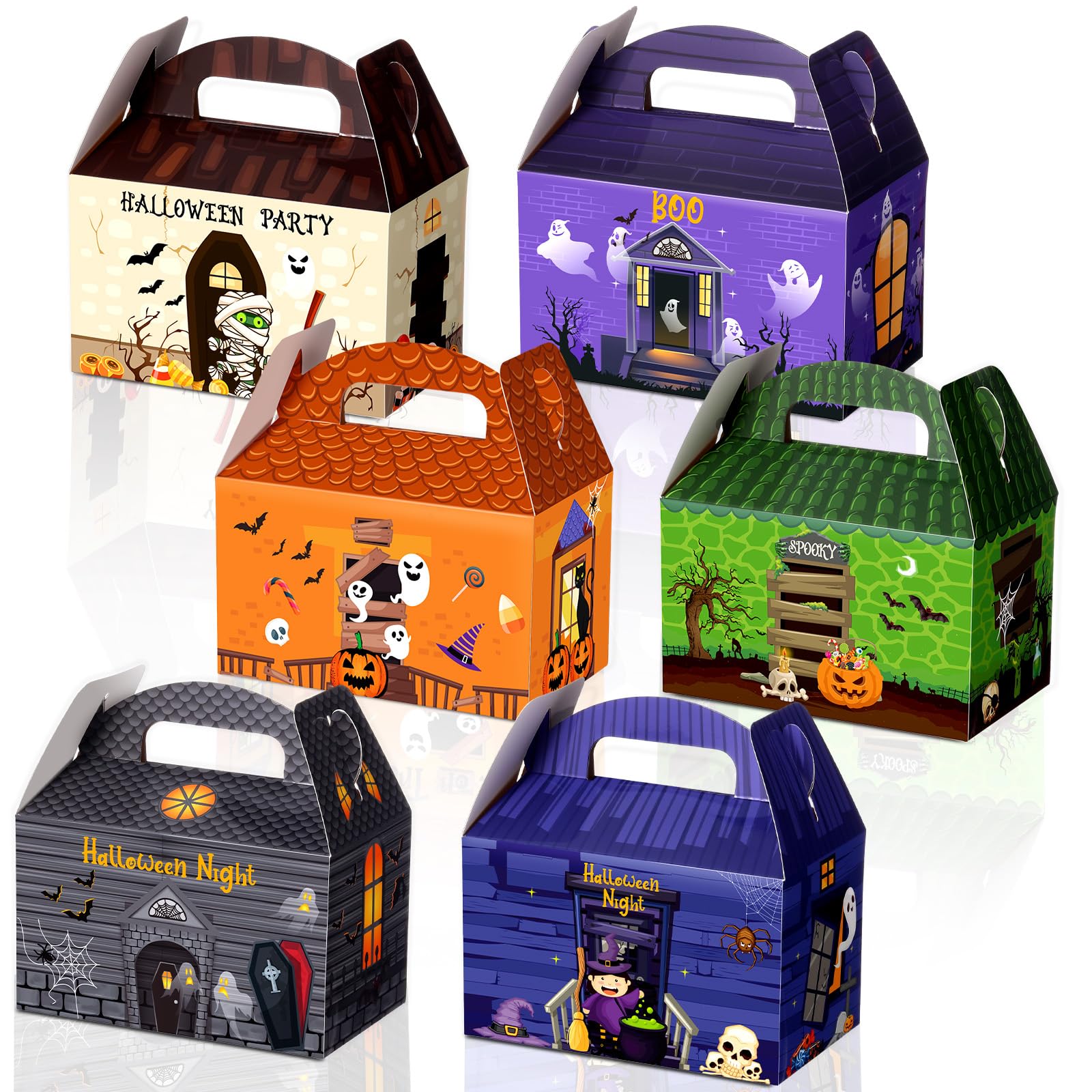 TaoBary 24 Pieces Halloween Candy Treat Box Set Halloween Goodie Boxes Party Favors Boxes for Birthday Treat Cookies Goodie Box 