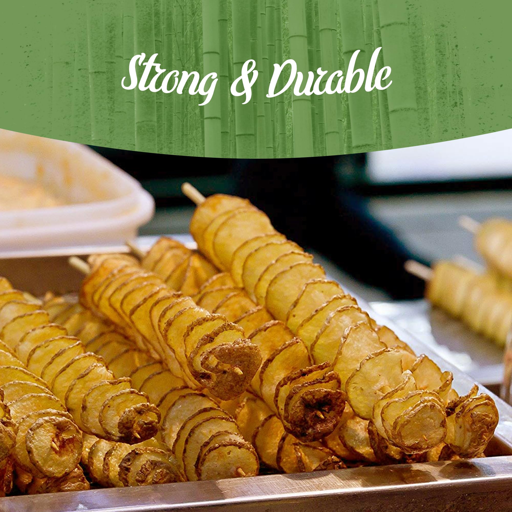 Bamboomn - 5Mm Semi-Point Multipurpose Tornado Potato Bamboo Skewers - 17.5'' (44Cm) - 1,000 Pieces