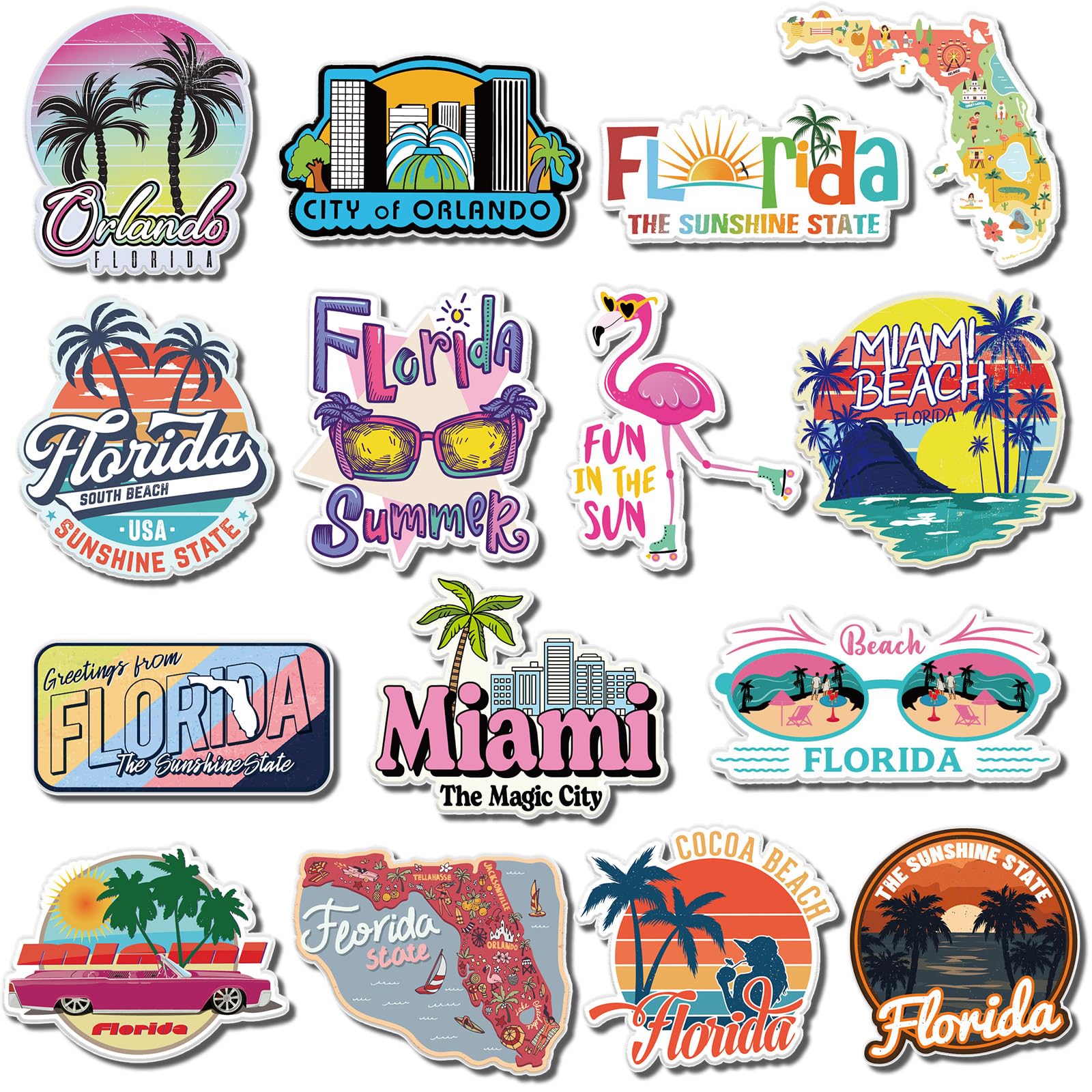 Konohan 30 Pcs Florida Souvenirs Gifts Florida Magnets for Refrigerator Acrylic USA State Magnet Souvenirs Magnetic Stickers for