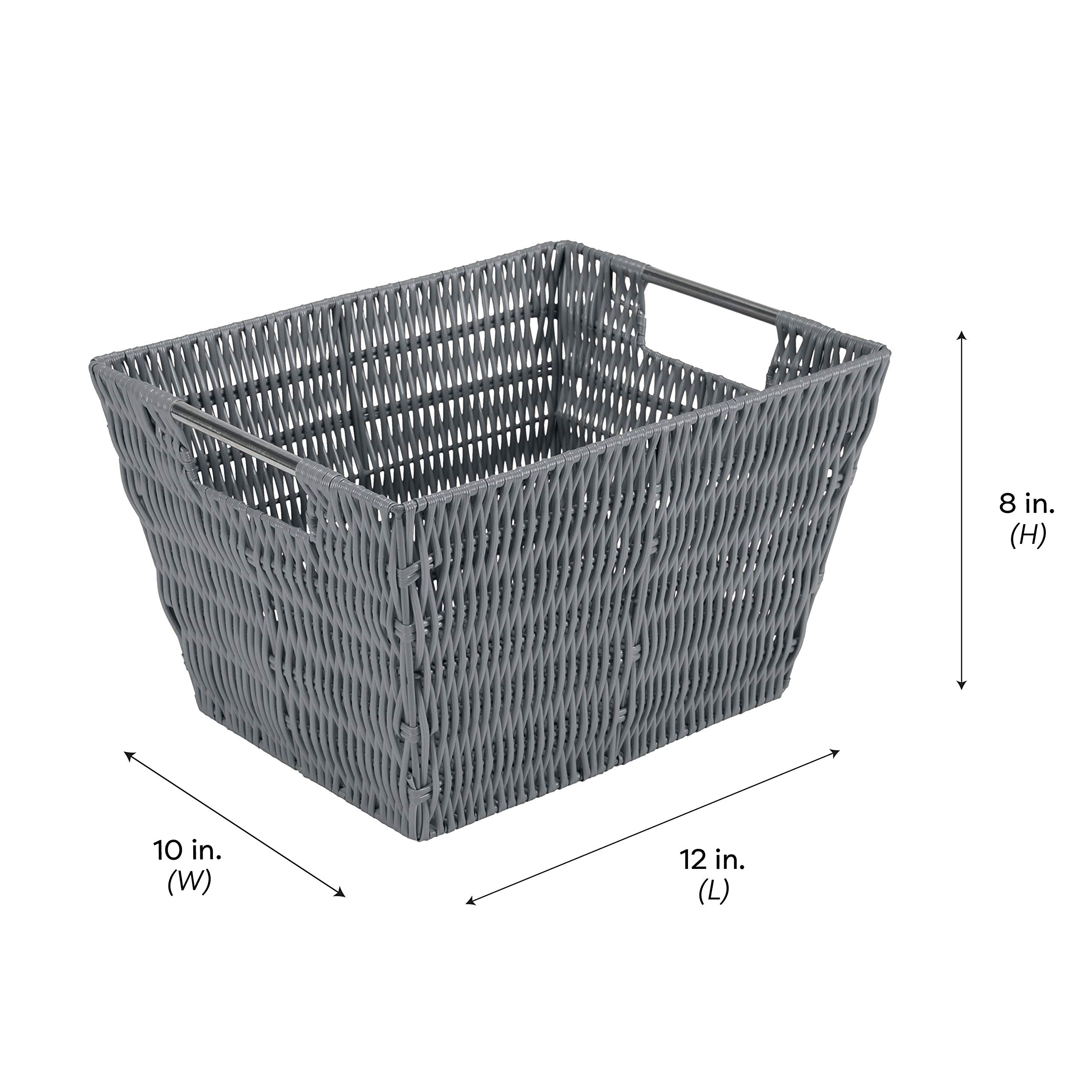 Simplify 12''X10''X8'' Medium Woven Basket For Storage With Handles, Nursery, Playroom, Toys, Bedroom, Closet, Clothes, Office,