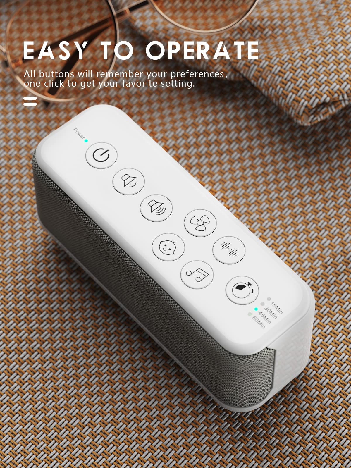 OnLyee Sound Machine for Adults  USB Rechargeable White Noise Machine for Office Privacy & Noise Canceling  42 Soothing Sound with Lullabies & Fan Sounds  Auto-Off Timer & 8-Level Volume Control