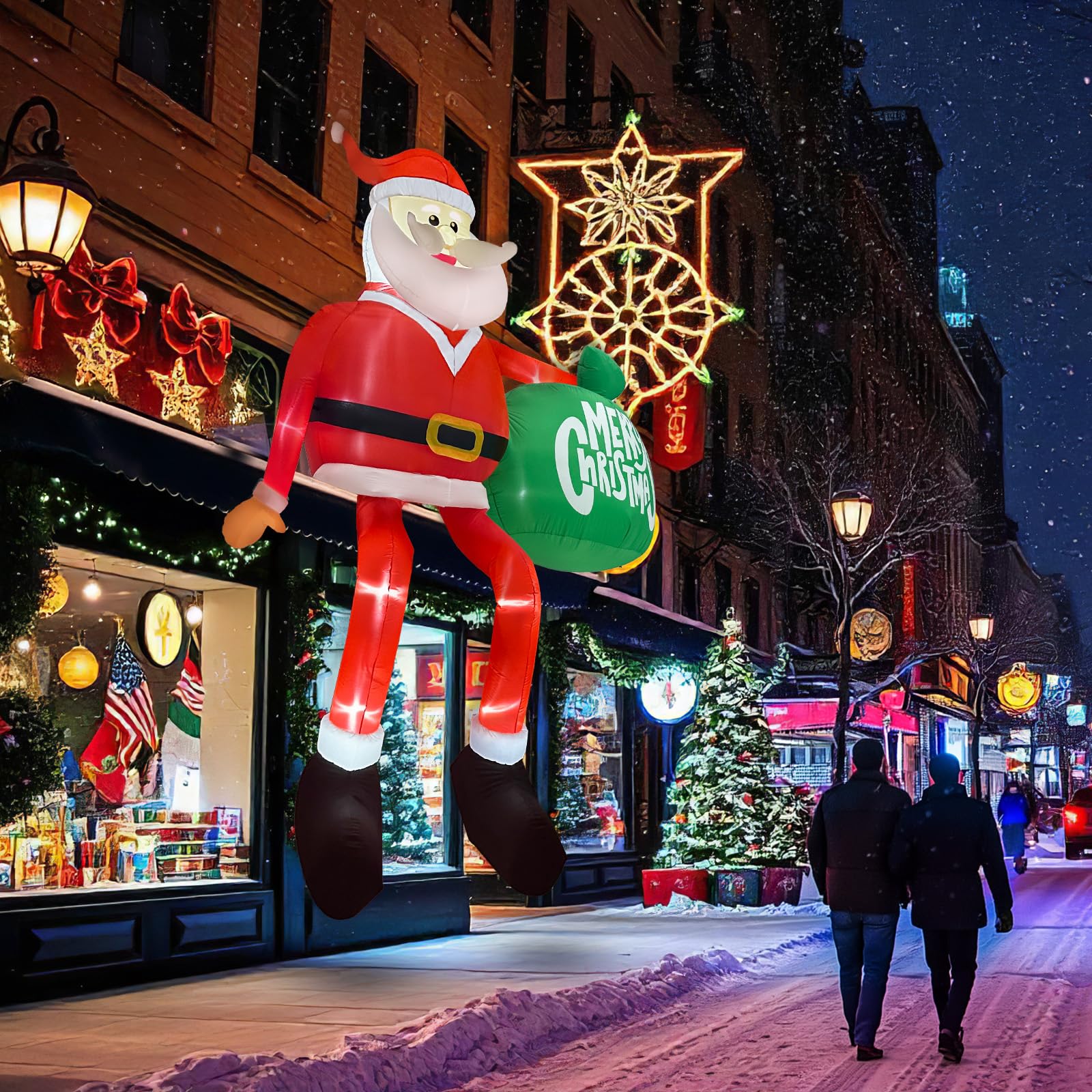 GUDELAK 15FT Inflatable Christmas Decoration - Climbing Santa Claus, Red Polyester, Outdoor LED Holiday Decor, Model S-CQ-PQLR-L-US-1