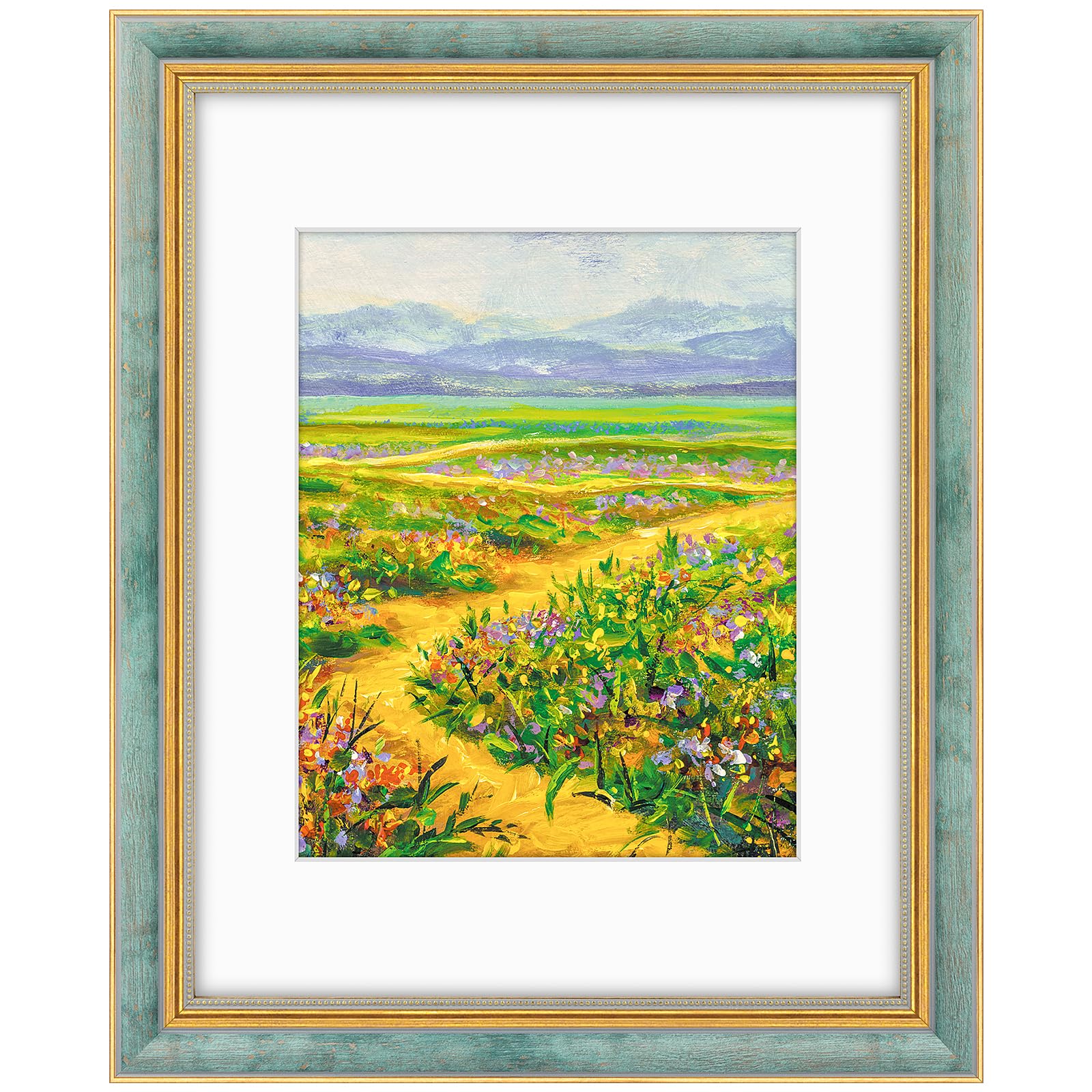 Golden State Art,11x14 Ornate Picture Frame for 8x10 Photo with Mat or 11 x 14 Prints Without Mat, Real Glass Wall Display Horiz