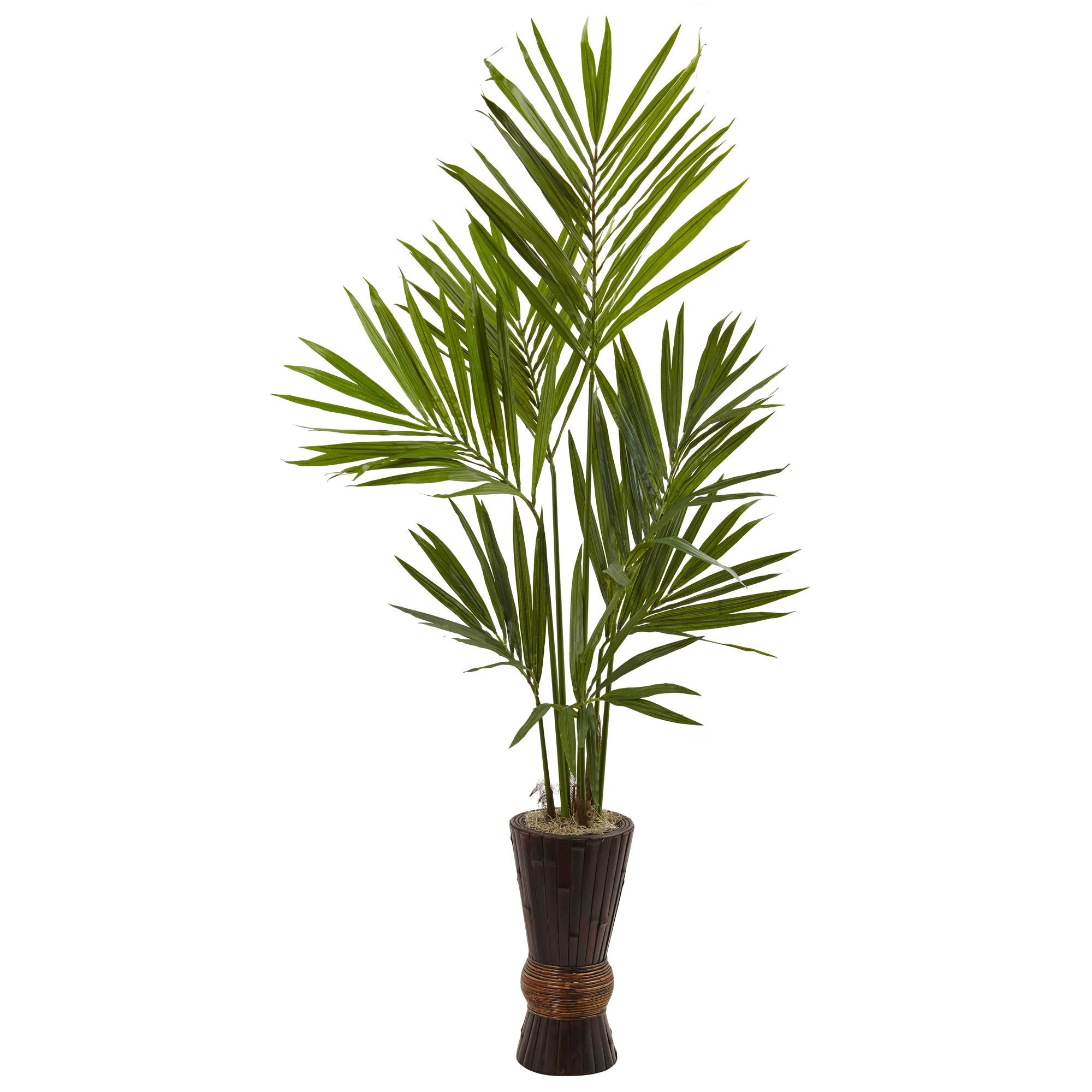 Nearly Natural 6ft. Kentia Tree with Bamboo Planter