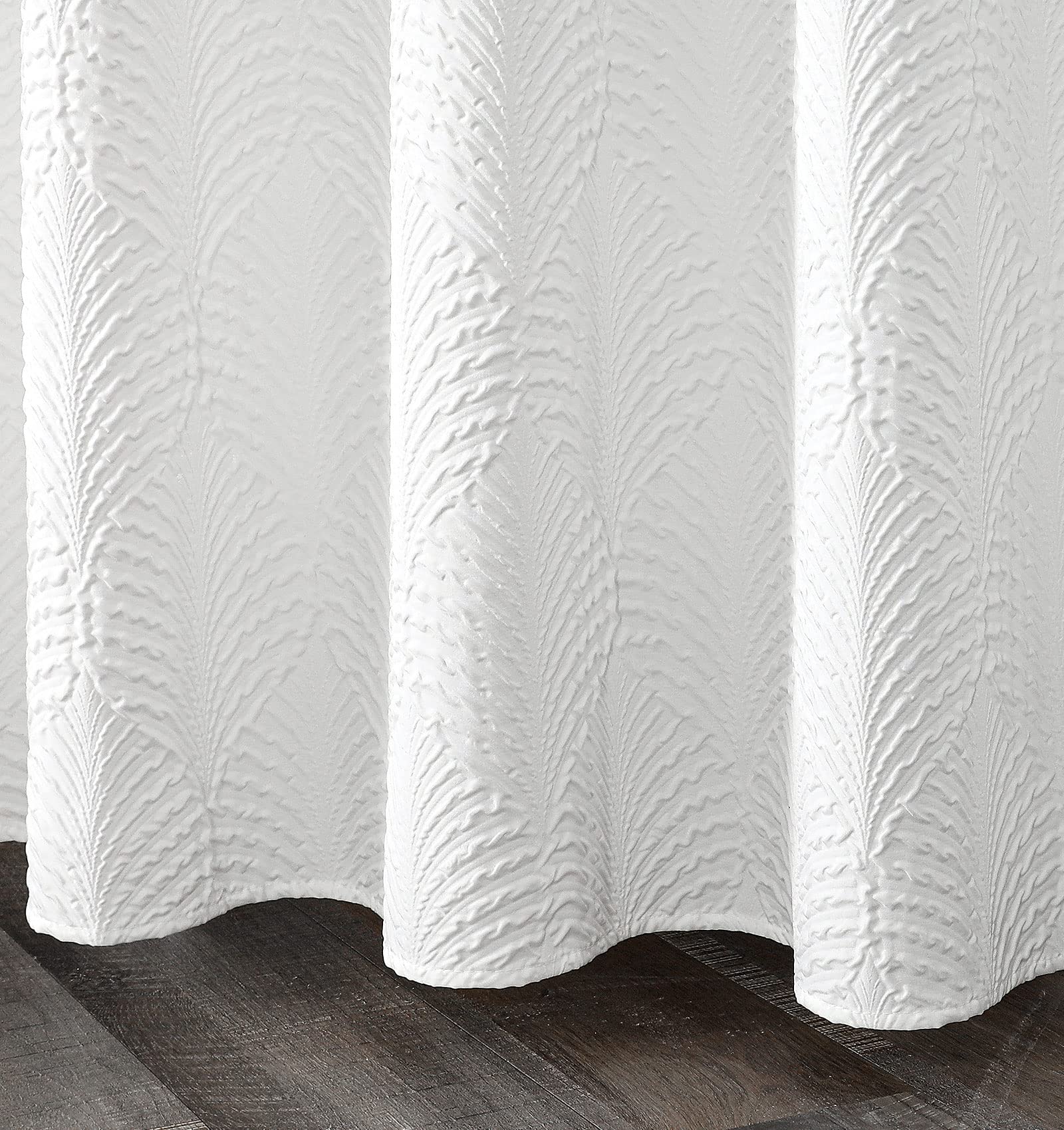 Gibelle White Shower Curtain for Bathroom  3D Embossed Textured Fabric Shower Curtain  Modern Farmhouse Chic Soft Cloth Shower Curtain Set with Hooks  72x72