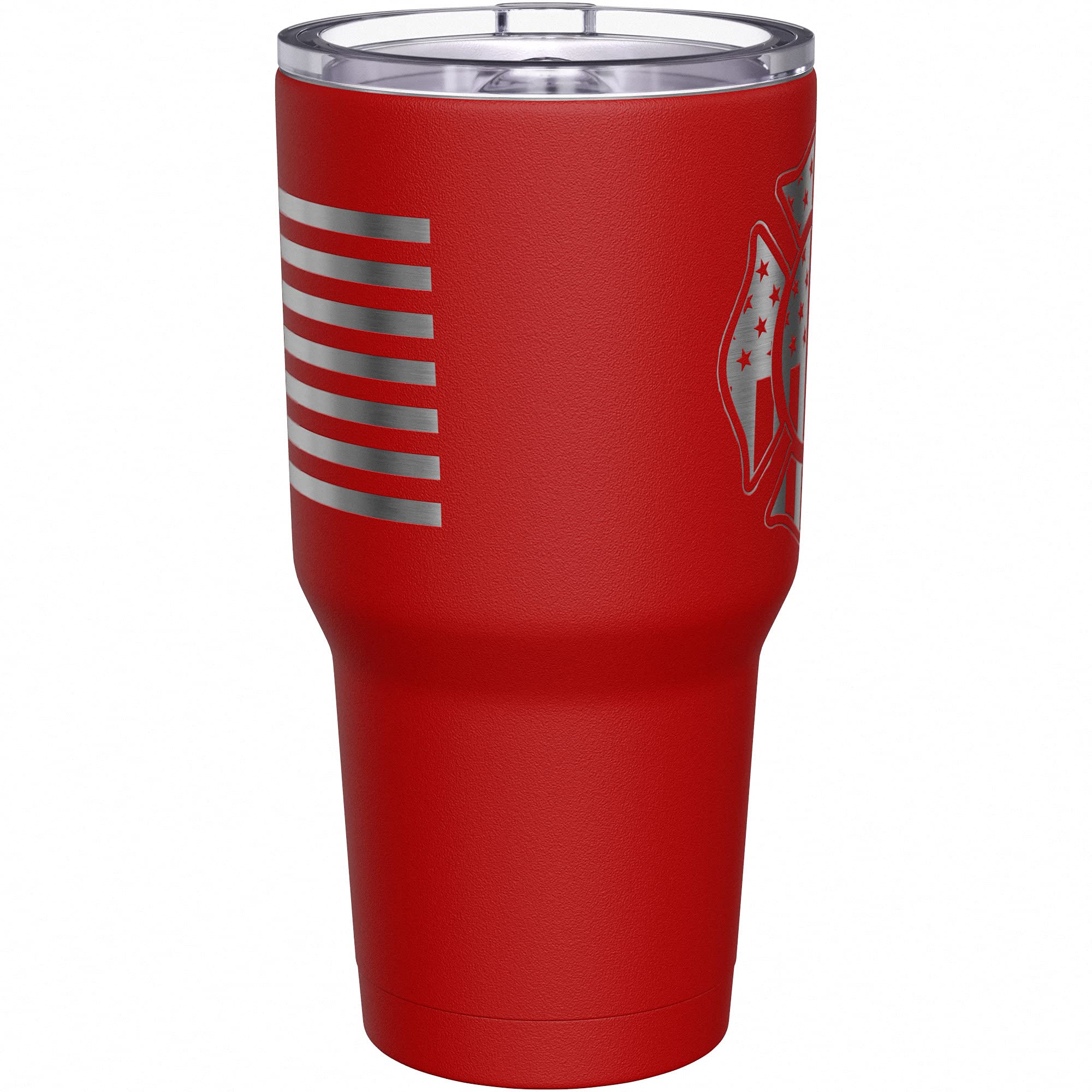 We The People Holsters - Firefighter Shield - Coffee Tumbler - American Flag Coffee Travel Mug - Engraved Tumbler - Double Insulated Tumbler - 30 oz