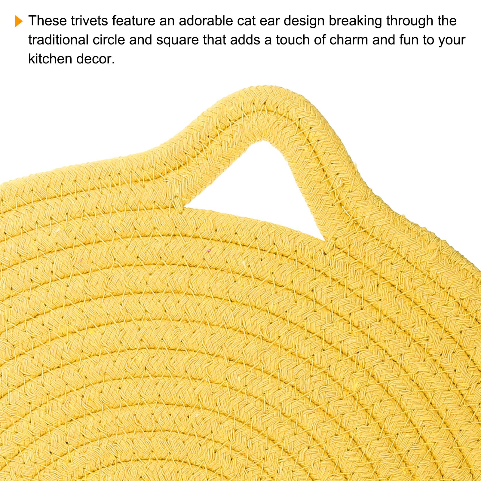 Uxcell Pot Holders, 3Pcs 12'' - Cotton Trivets Set, Cat Ear Heat Insulation Pad, Pot Holder For Cups, Plates, Hot Pots And Pans,