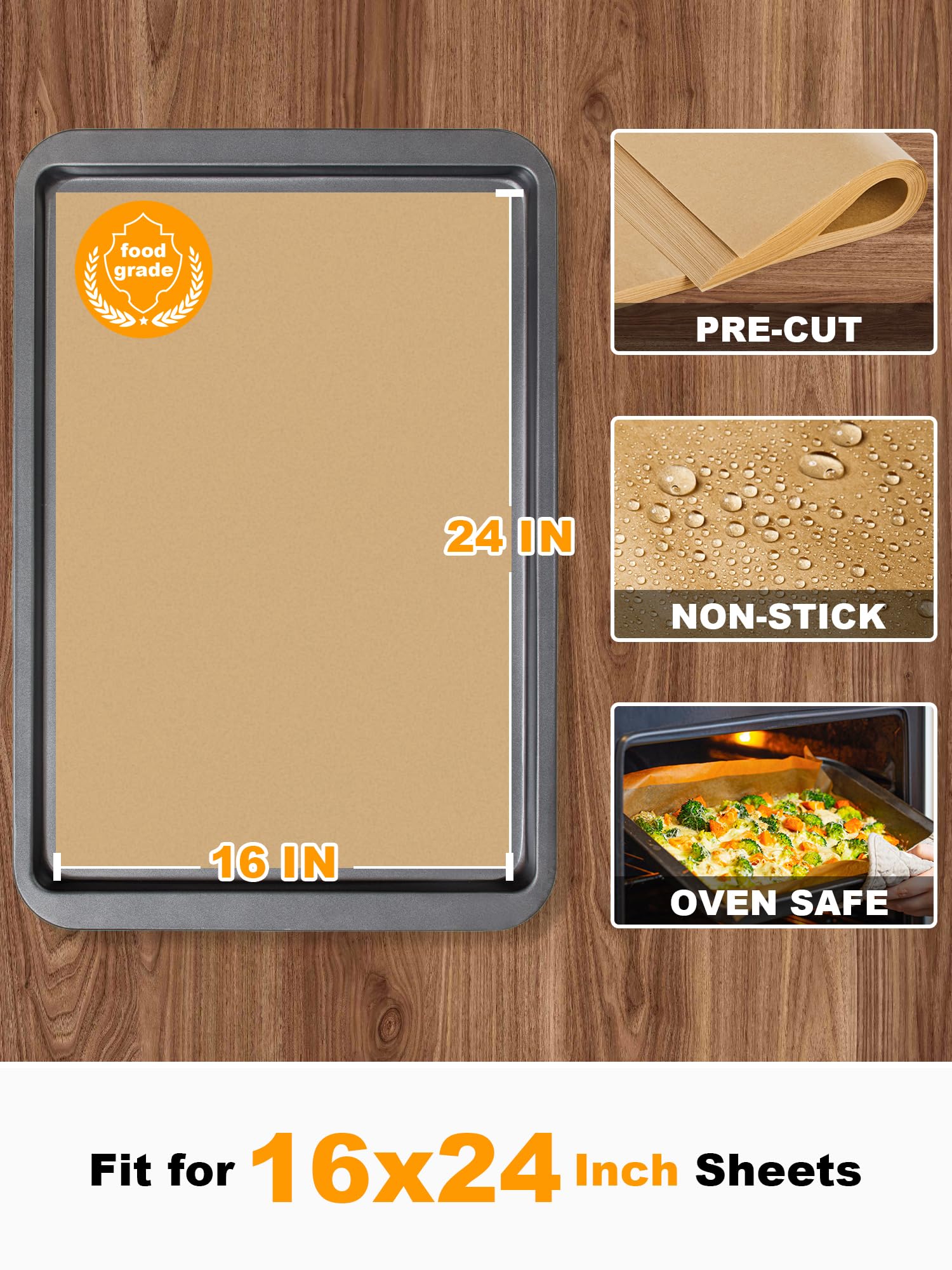 Smartake 200 Pcs Parchment Paper Baking Sheets, 16X24 Inches Non-Stick Precut Baking Parchment, For Baking Grilling Air Fryer St