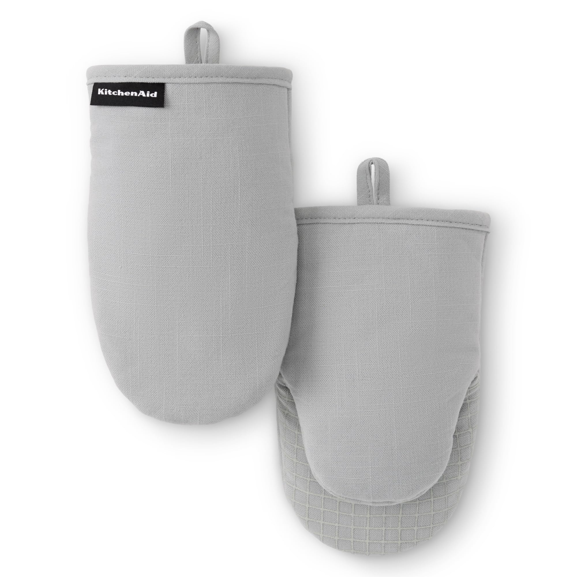 KITCHENAID Gourmet Series Gridlines Mini Oven Mitts 2-Pack Set, Heat Resistant up to 600F, Soft Silicone Grip, Magnetic Cuff, Ma