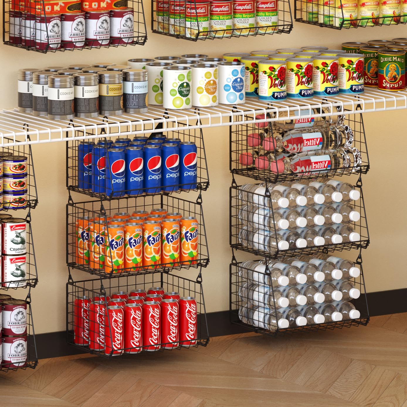 Jsskeeim 3 Pack Under Bottom Shelf Hanging Baskets for Pantry