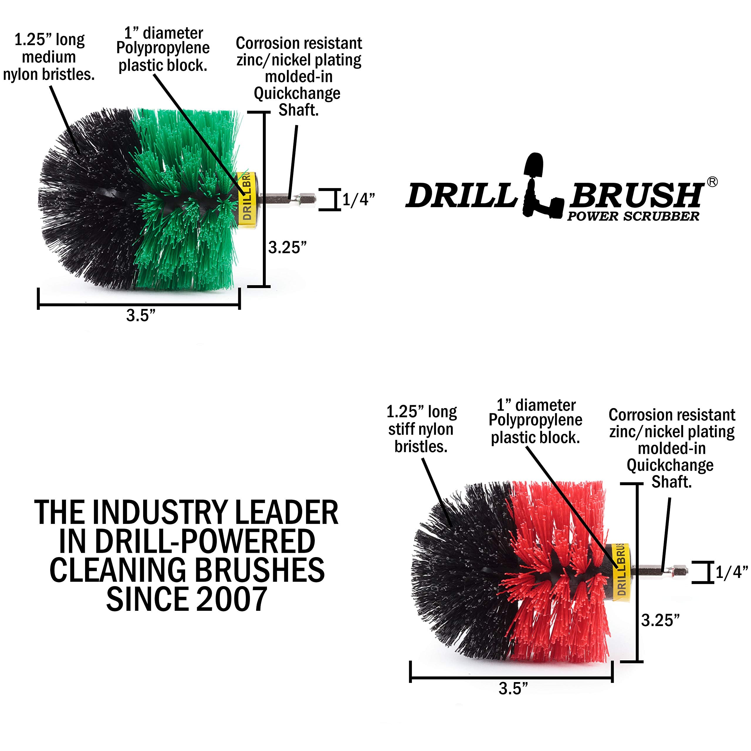 Drill Brush Power Scrubber - Kitchen Cleaning - Dish Brush - Pots And Pans - Cast Iron Cookware - Tile And Grout Brush - Outdoor