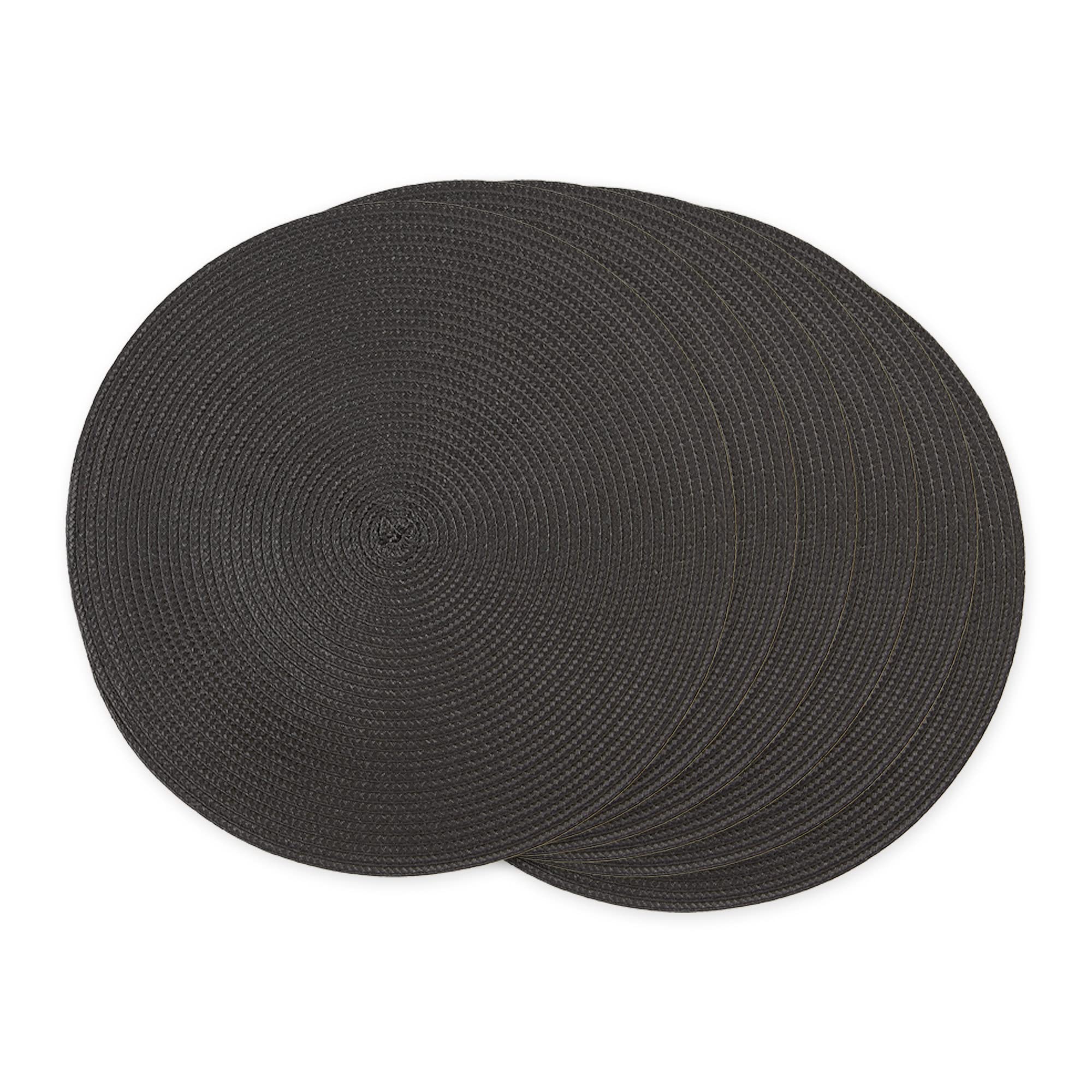 DII Black Round Polypropylene Woven Placemat (Set of 6)