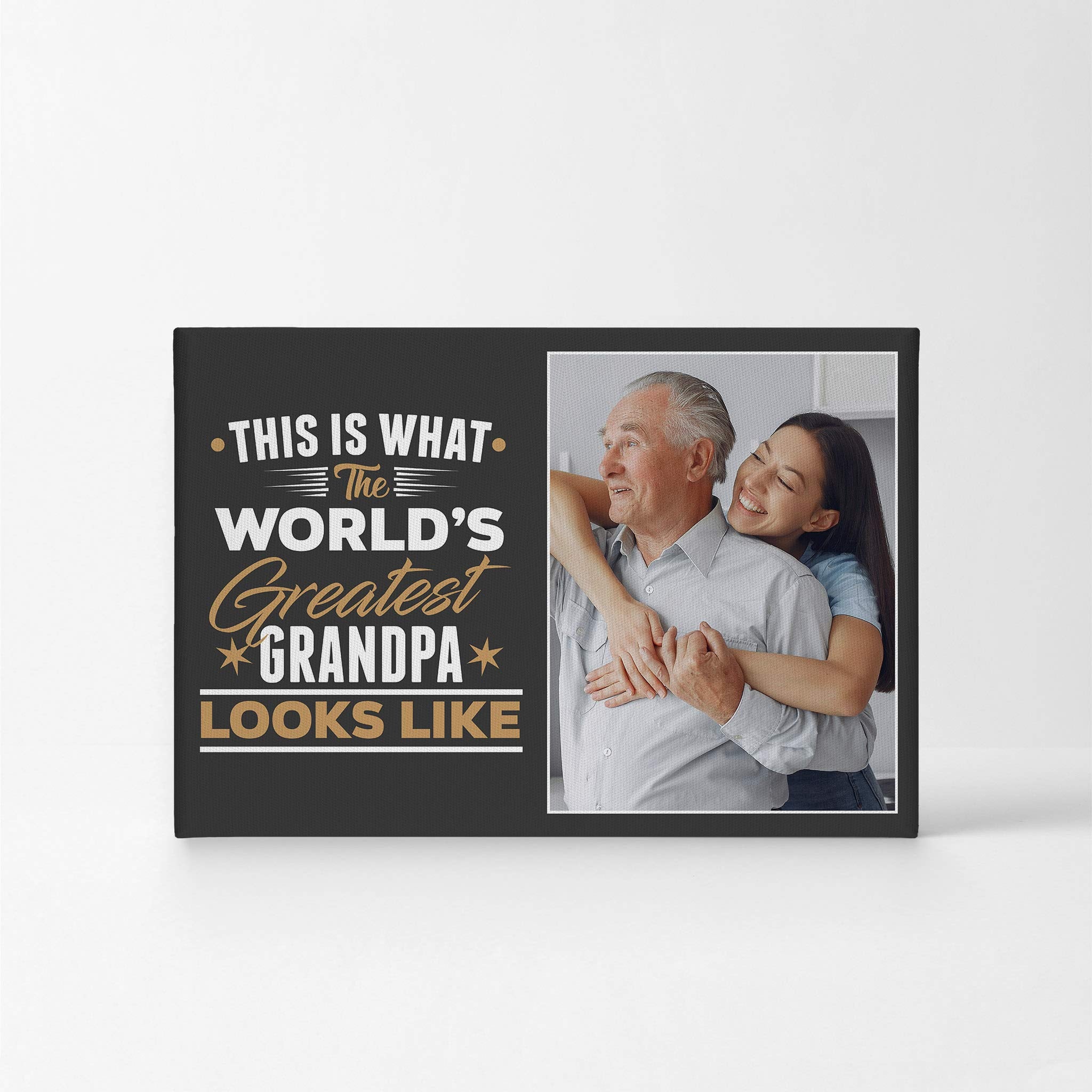 Smile Art Design Custom Photo Print Canvas Print with Your Photo Personalized Photo The World's Greatest Grandpa Quote Personalized Gifts for Grandfathers for Papa - 15x22 inches