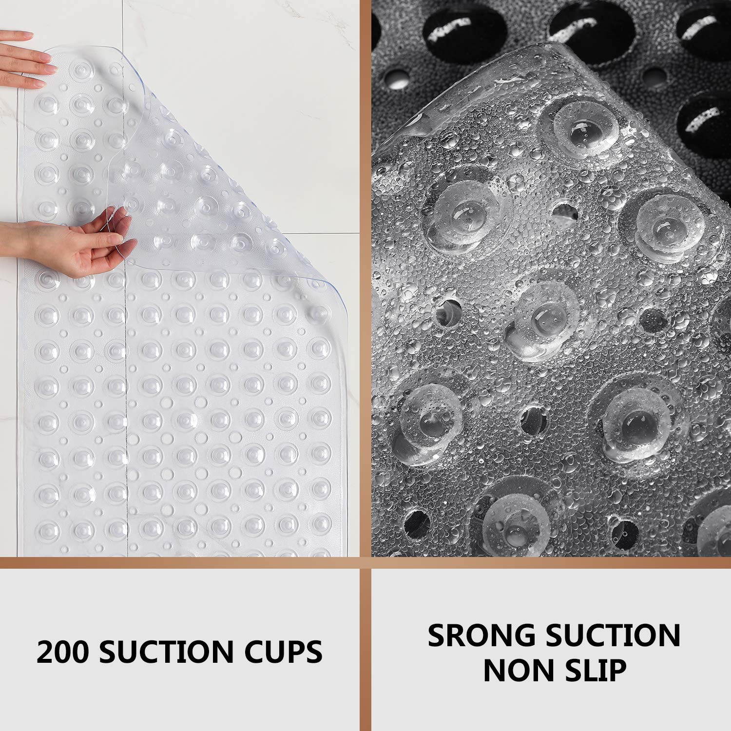 Upgrade Baby Bath Mat Non Slip Extra Long Bathtub Mat For Kids 40 X 16 Inch - Eco Friendly Bath Tub Mat With 200 Big Suction Cup