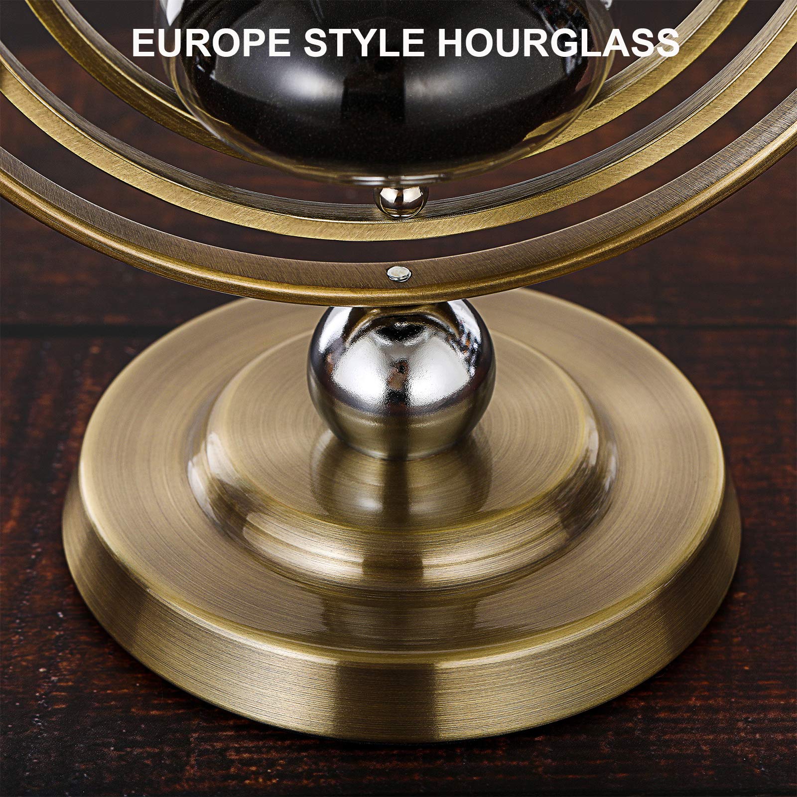 Suliao Hourglassr 60 Minute Sand Time,Large Antique Rotating Black Sand Clock,Metal Sand Watch 60 Min,Vintage Reloj De Arena,Bra