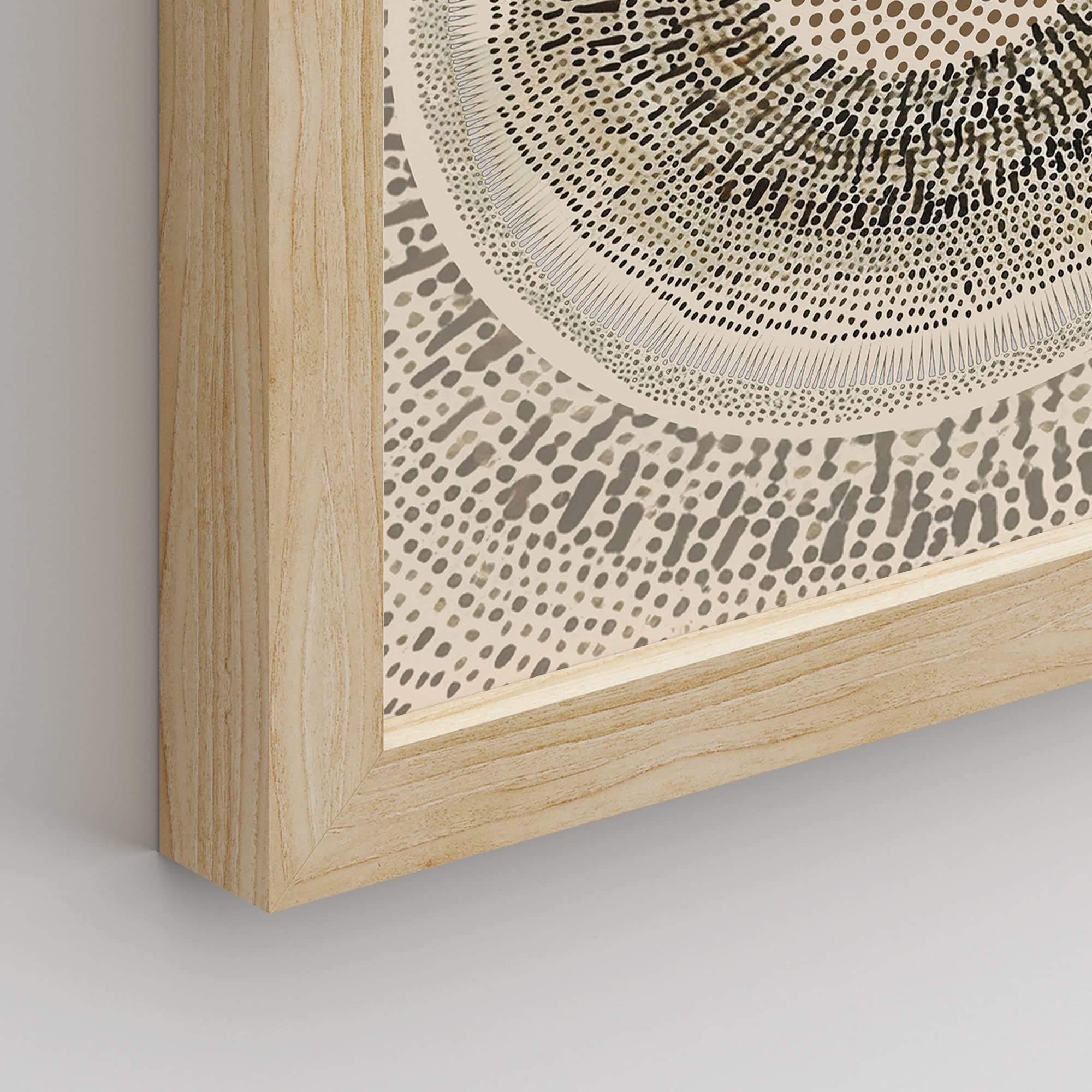 Signwin Framed Art Beige Abstract Geometric Circle Stroke Minimalist Folk Boho Mid-Century Inspired Digital Print Decorative Zen