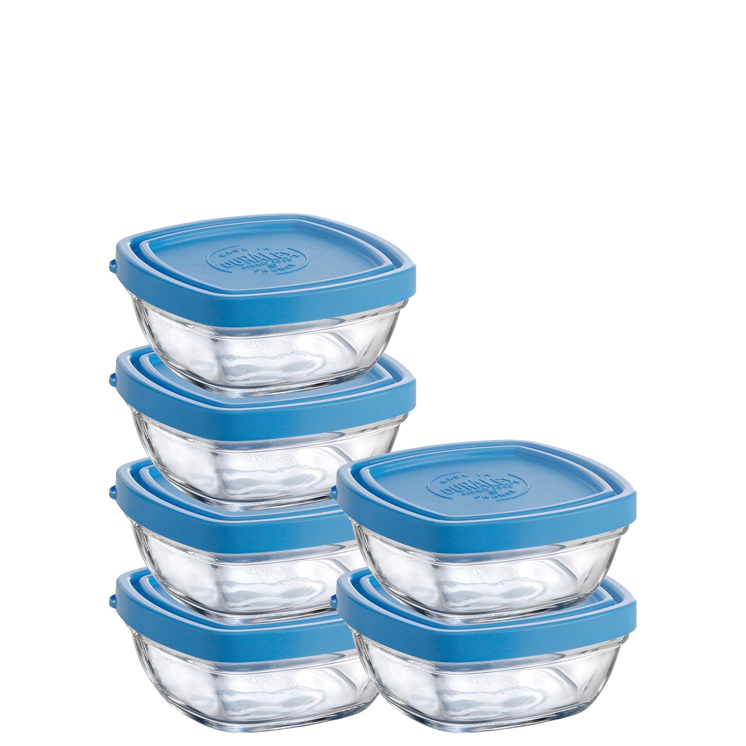 Duralex Freshbox Set Of 6 Tempered Glass Container, 300 Ml, Square  Diswasher And Microwave Safe Food Storage Box With Lid, Cla