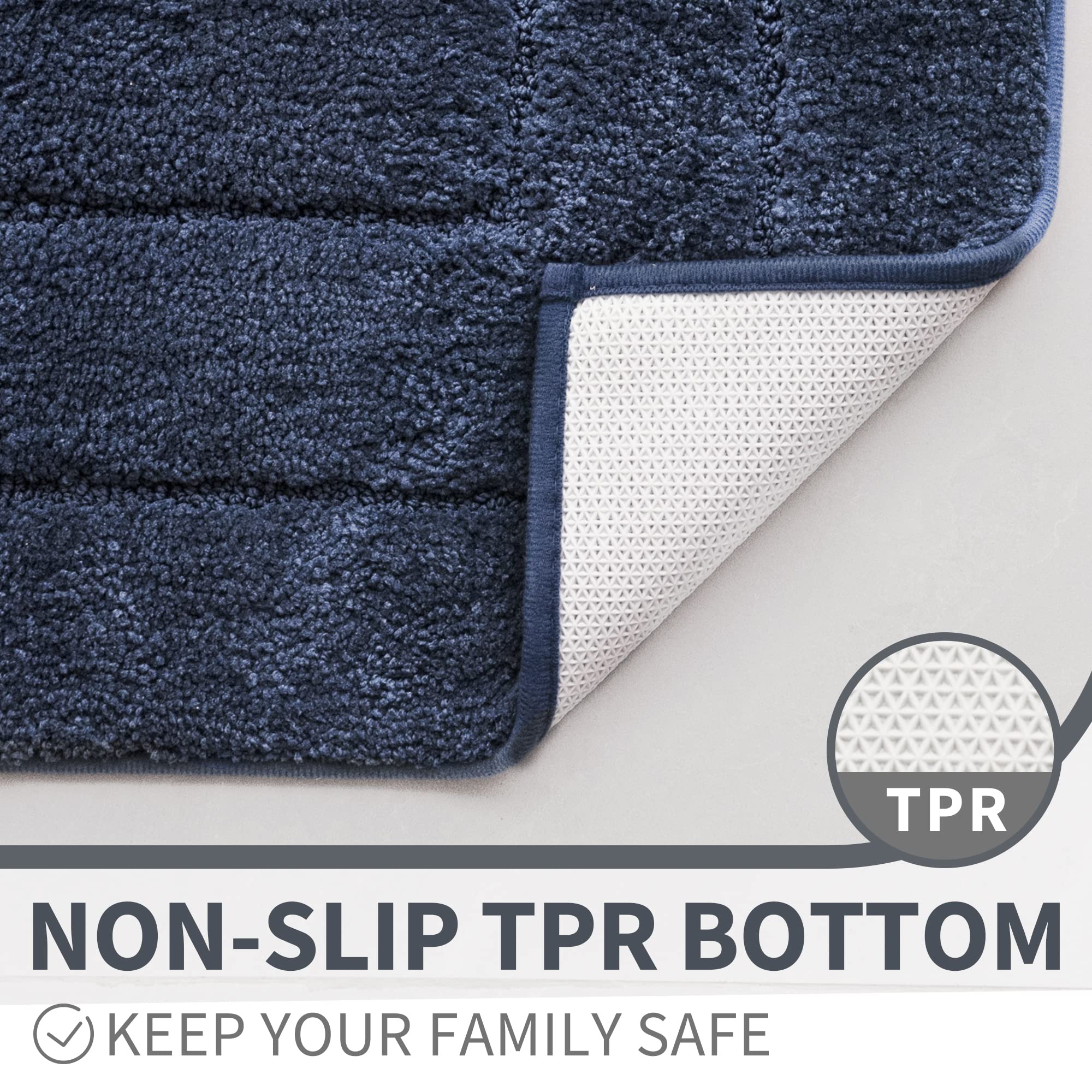 Granny Says Navy Bathroom Rugs, Bath Mats For Bathroom Non-Slip, Super Soft And Water Absorbent, Extra Large Bath Rugs Washable,