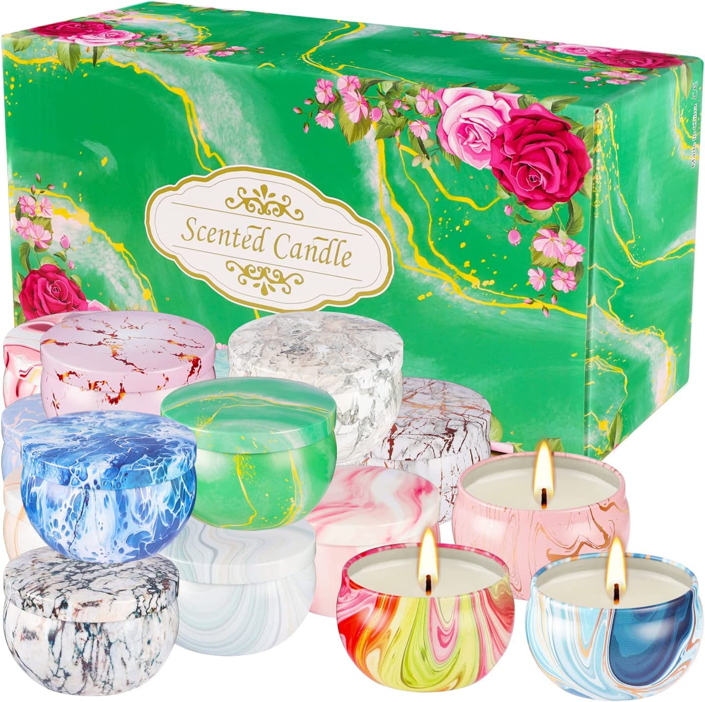 WPONSZU 16 Packs Scented Candle Gift Set for Mom | Woman, 2.5oz Jar Candles for Home Scented Bath Yoga, Natural Soy Wax, Fragran