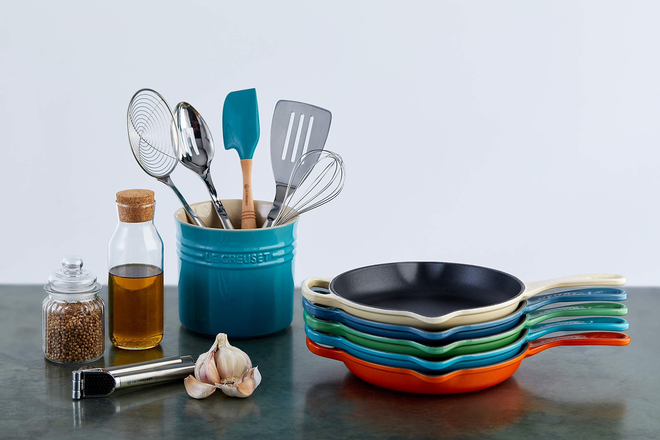 Le Creuset Enameled Cast Iron Signature Iron Handle Skillet, 9 (1-3/8 Qt.), Flame