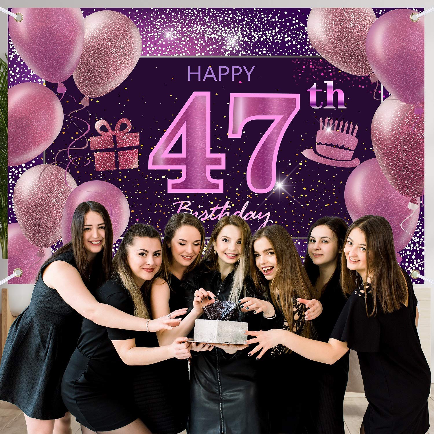 47Th Birthday Decorations For Girls Imisi Happy Birthday Banner Pink Decorations For A Party Birthday Backdrop For Women