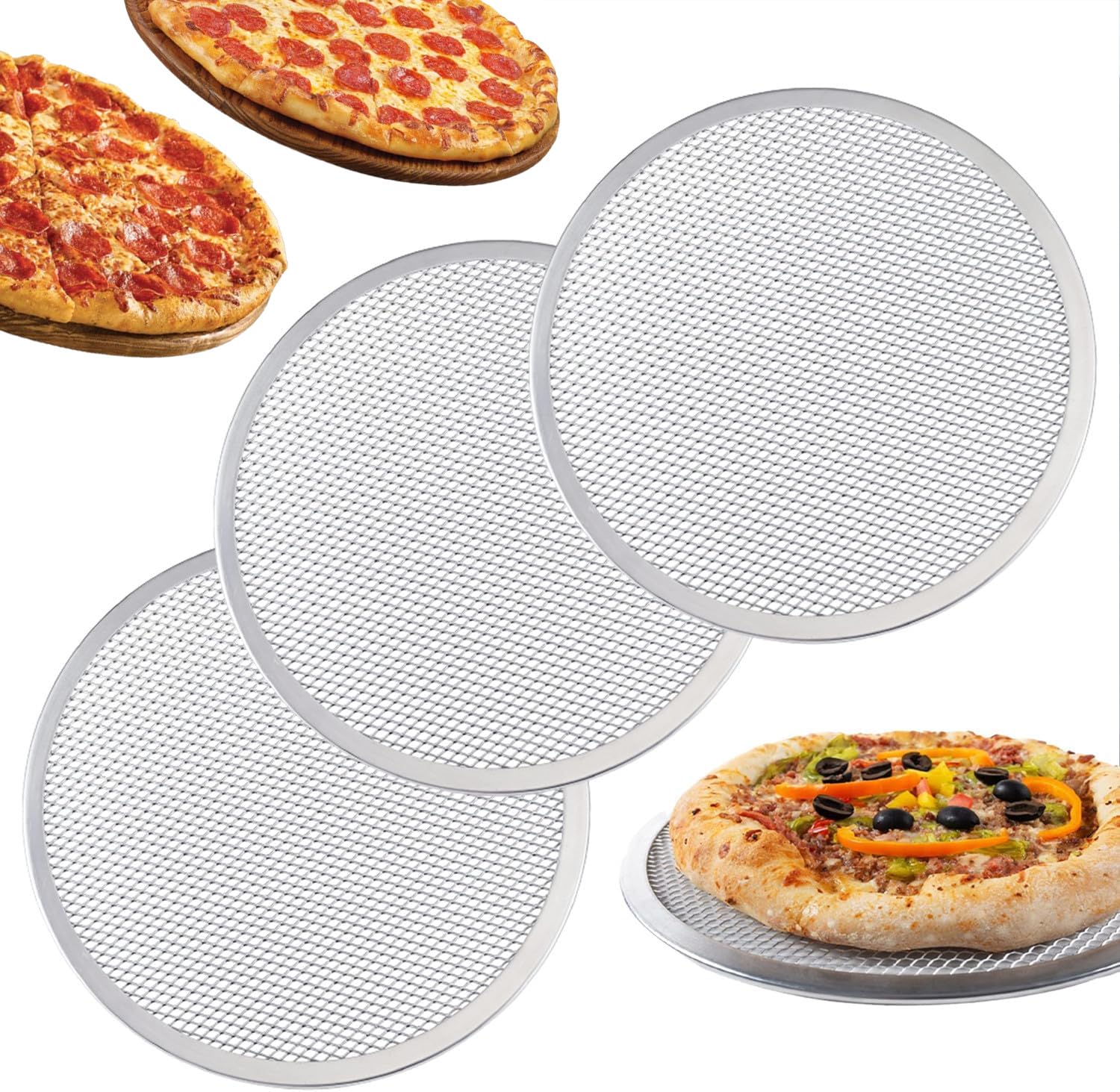 Rhblme Pizza Screen, Pizza Screen 12 Inch, Aluminum Alloy Seamless Pizza Screens Food Grade Pizza Baking Screen, Nonstick Pizza